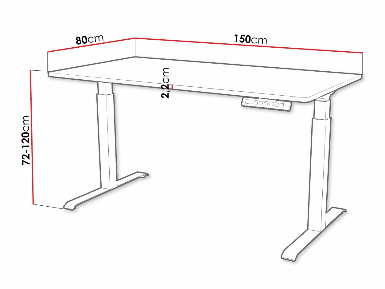 In hoogte verstelbaar bureau Charlotte 195 (Wit + Zwart)