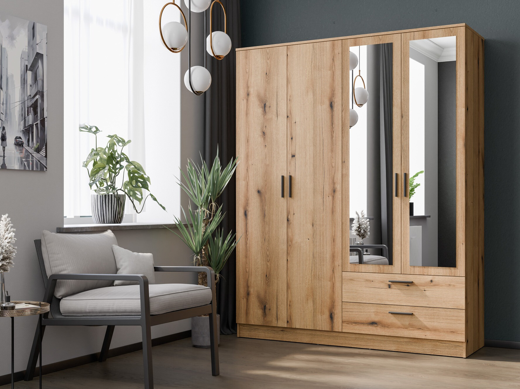 Kledingkast Orlando 223 (Licht eiken)