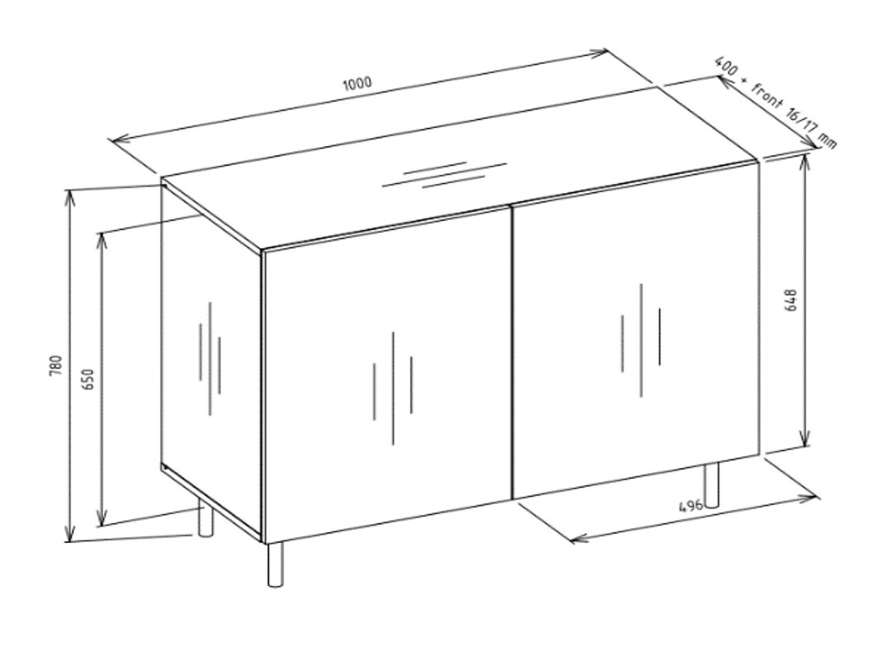 Dressoir Romseru 100 (Blauw + Artisan eiken)