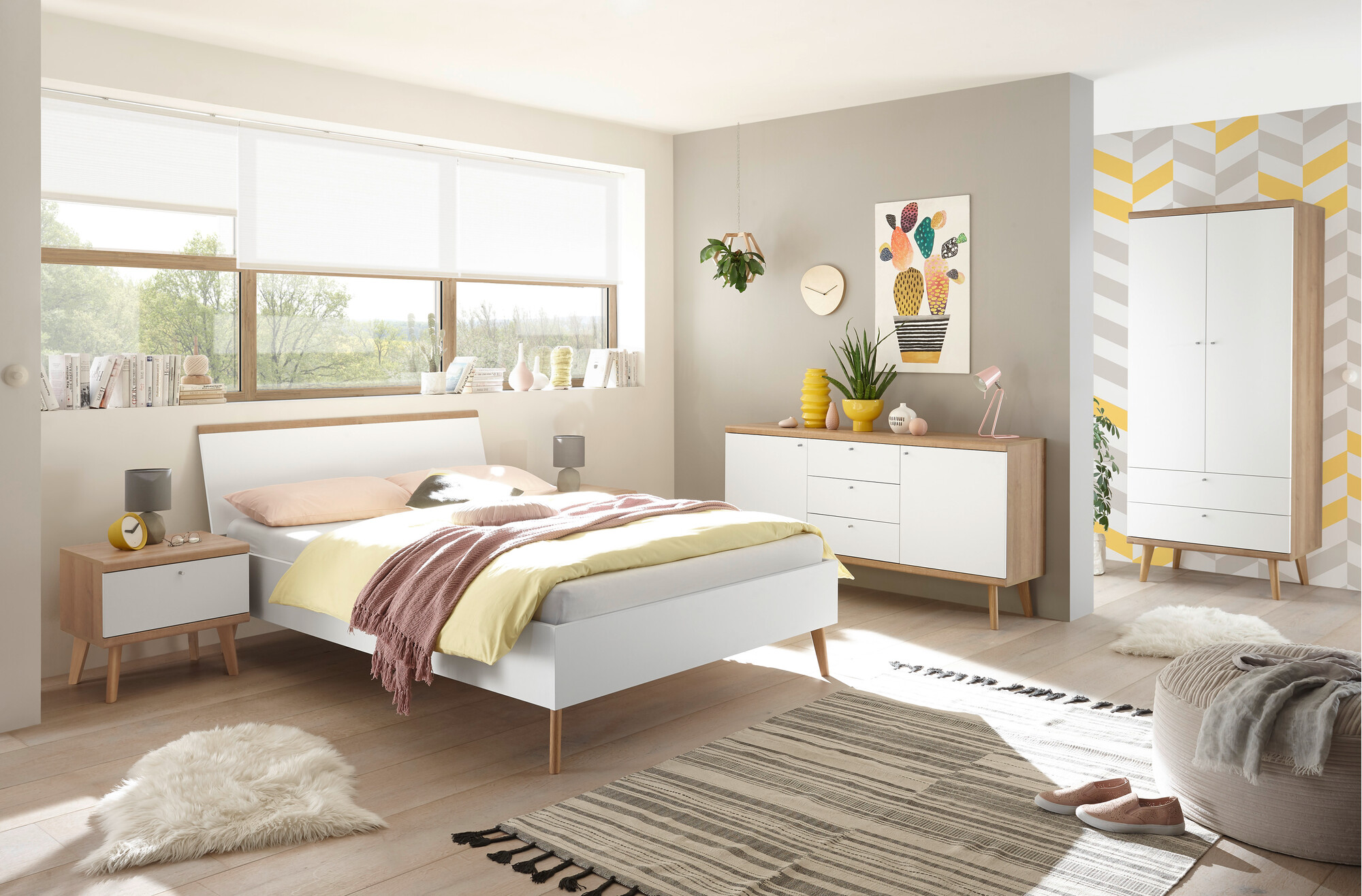 Bed Elbfiou 119 (Riviera eiken + Wit)