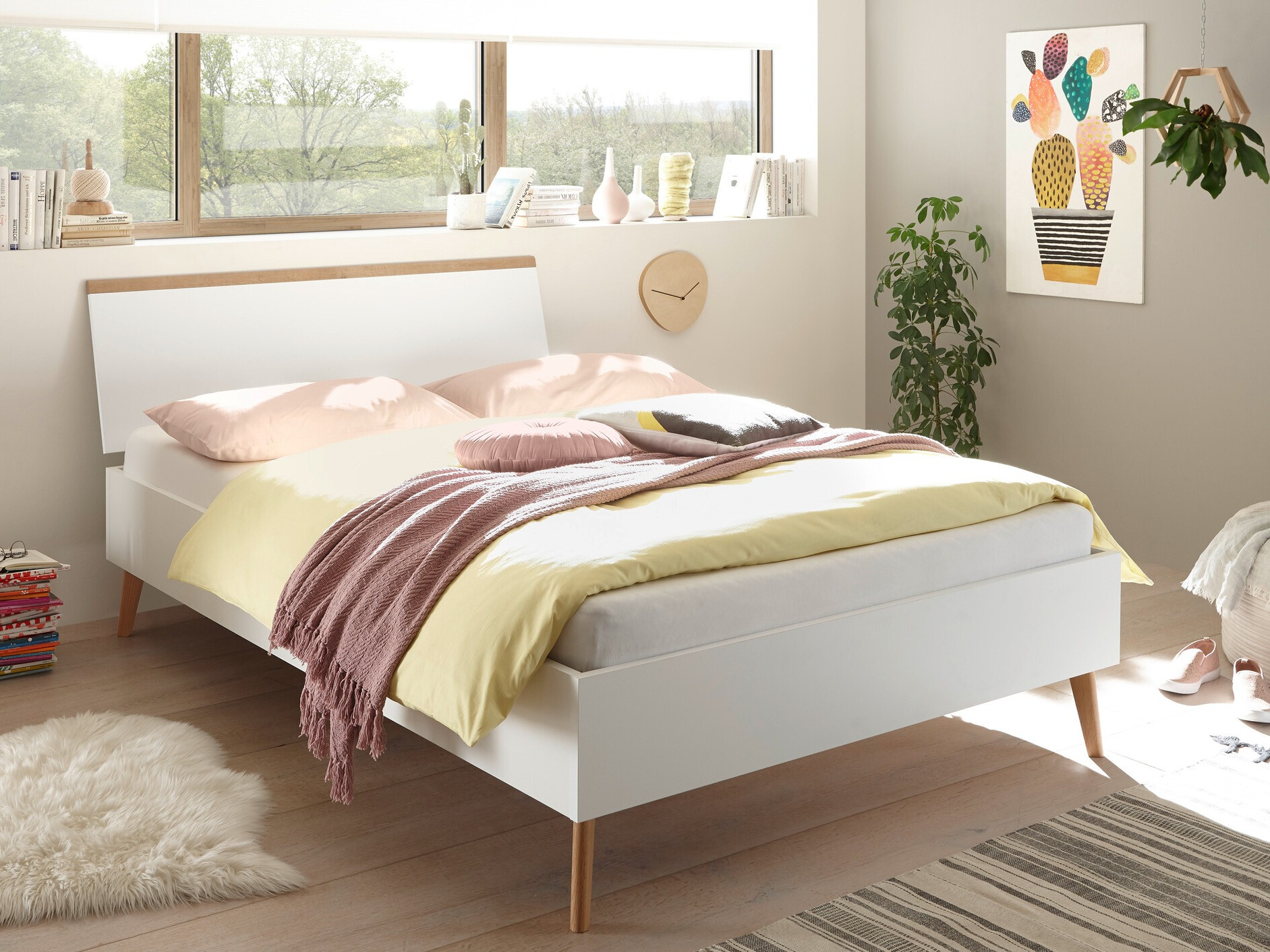 Bed Elbfiou 119 (Riviera eiken + Wit)