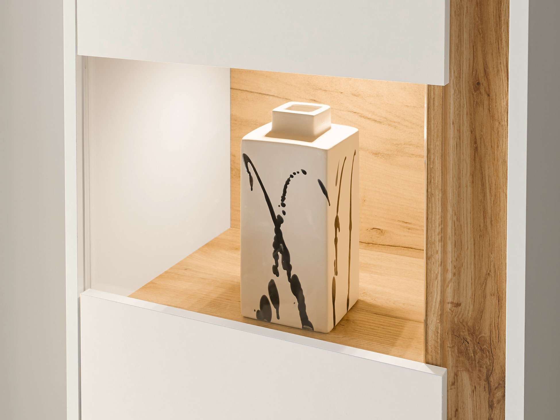 Boekenkast Elbsori 102 (Wit + Wotan eik)