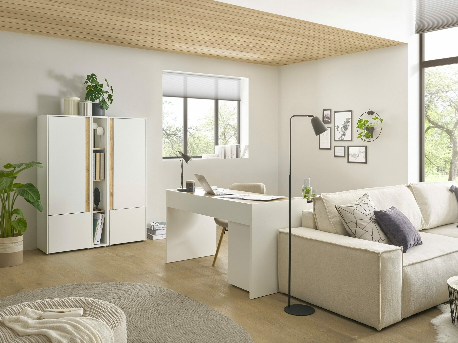 Boekenkast Elbsori 106 (Wit + Wotan eik)