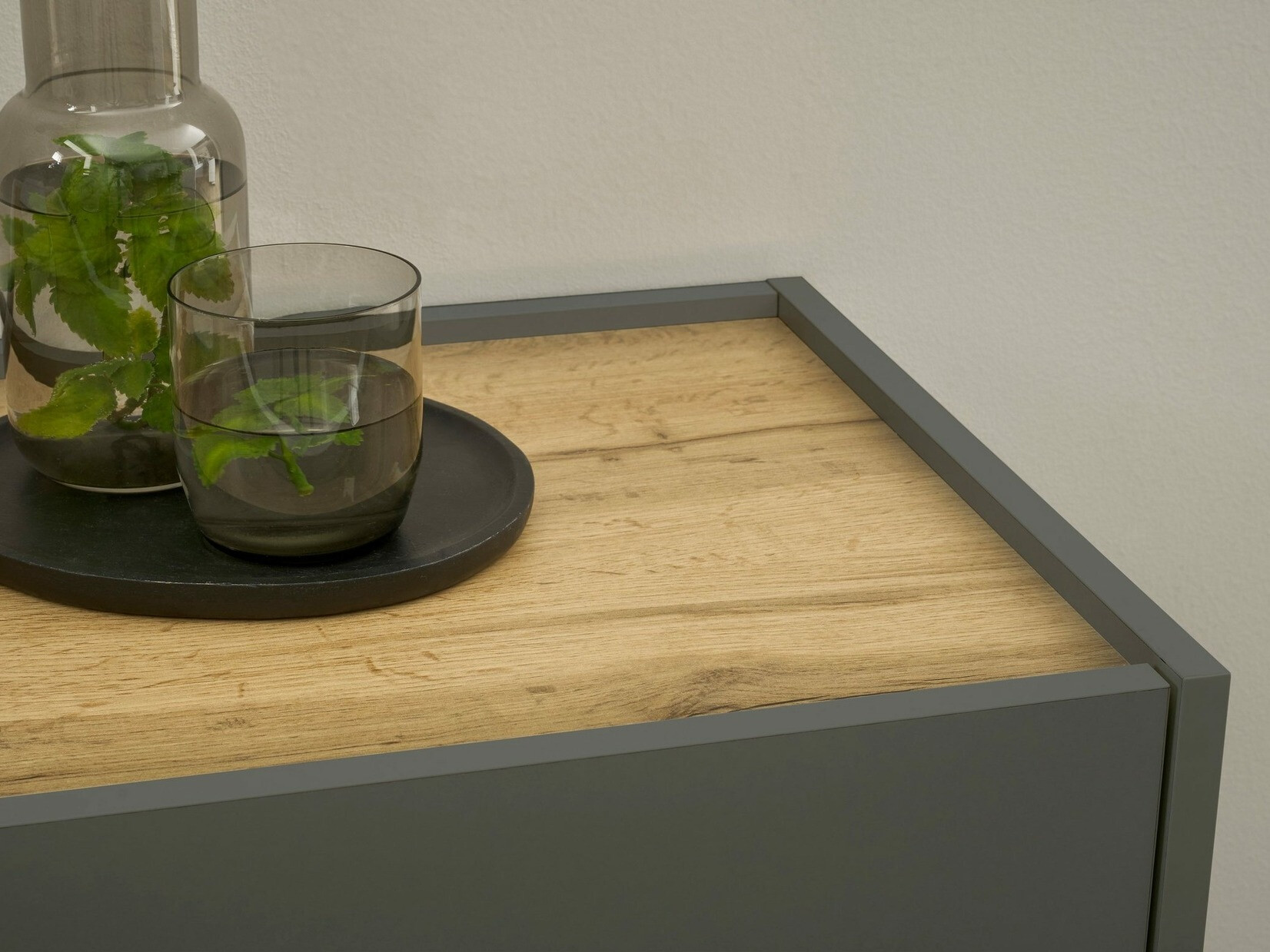 Wandkast Elbsori 109 (Antraciet + Wotan eik)