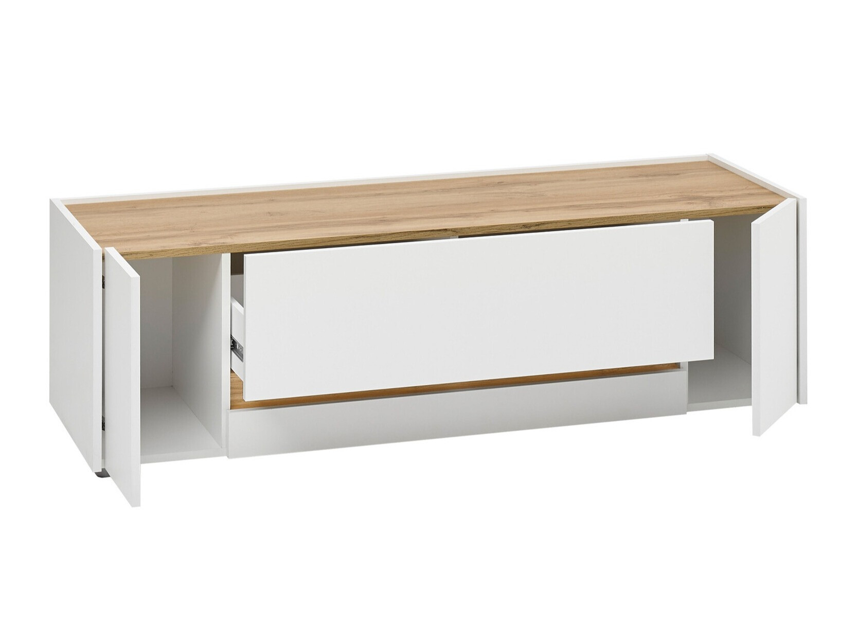 TV-meubel Elbsori 114 (Wit + Wotan eik)