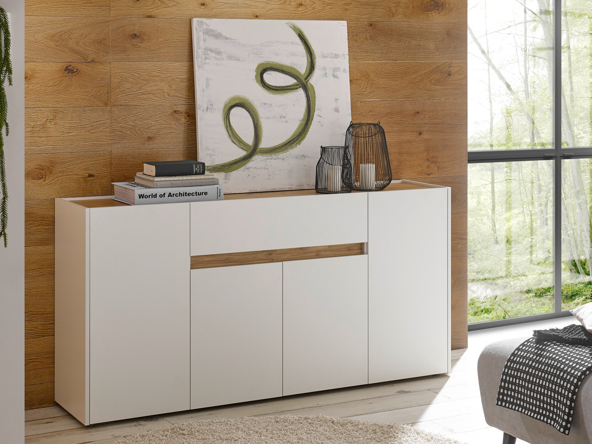 Ladekast Elbsori 117 (Wit + Wotan eik)