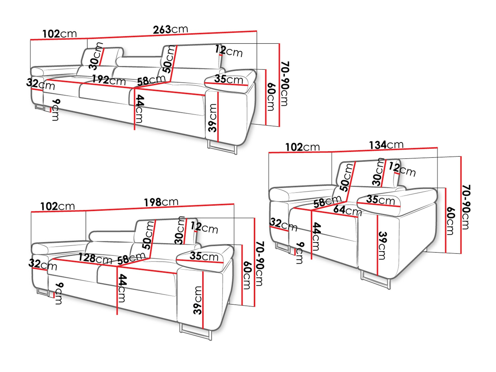Gestoffeerde meubelset Comfivo Eliferu 107 (Manila 18)