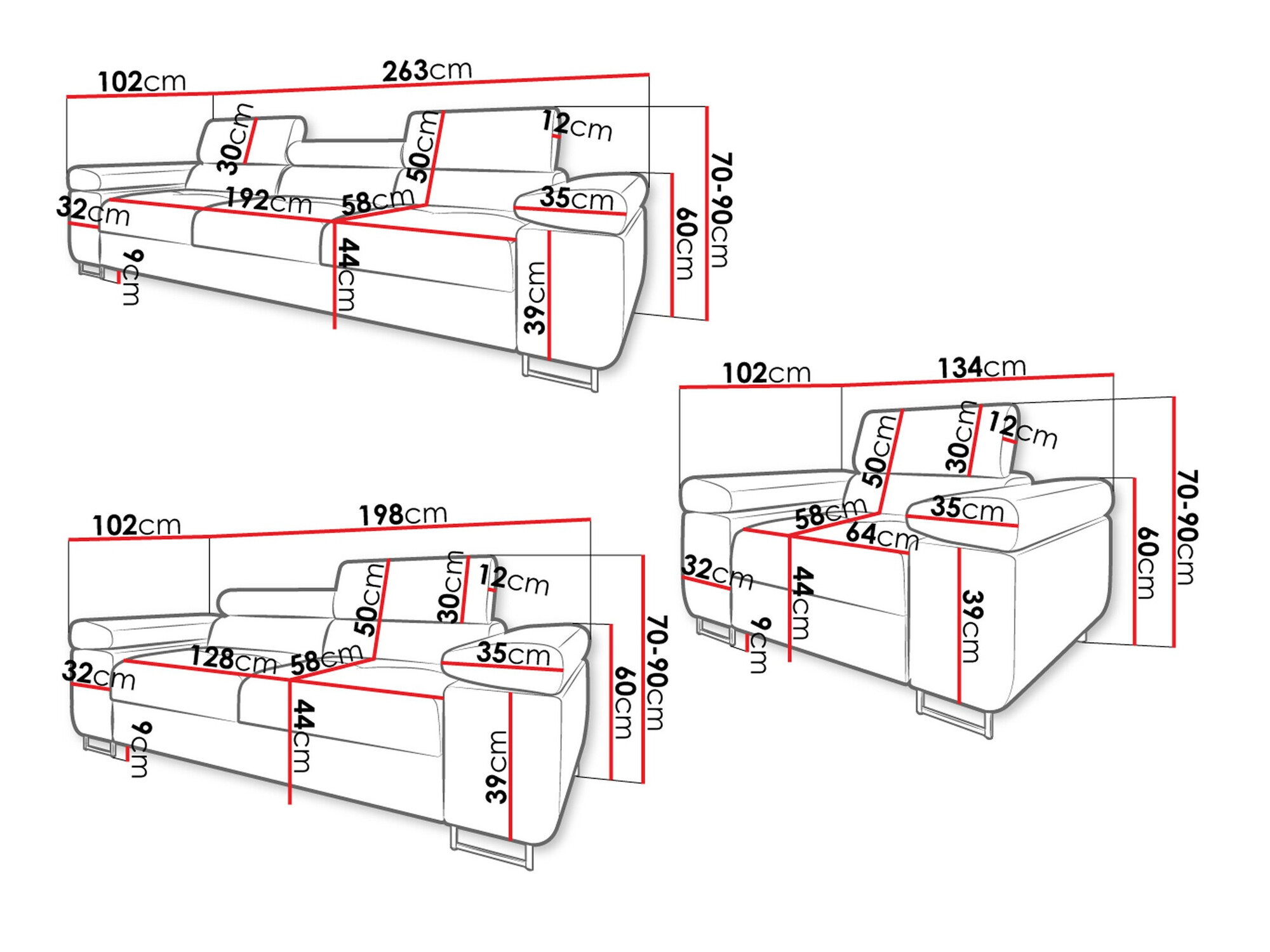 Gestoffeerde meubelset Comfivo Eliferu 107 (Poso 47)