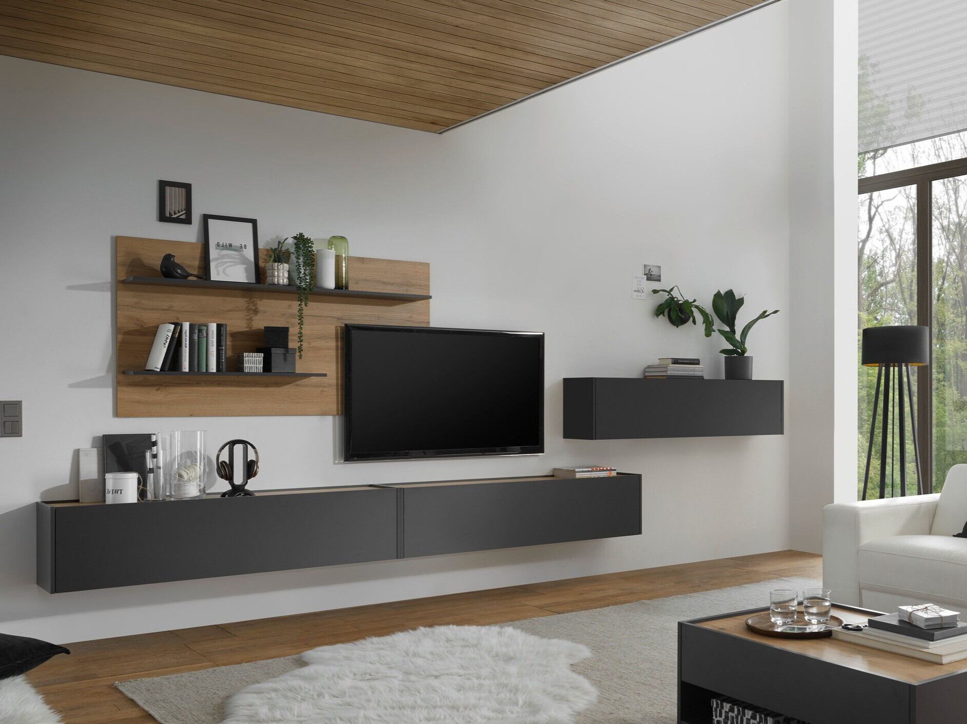 Woonkamerset Elbsori 121 (Antraciet + Wotan eik)