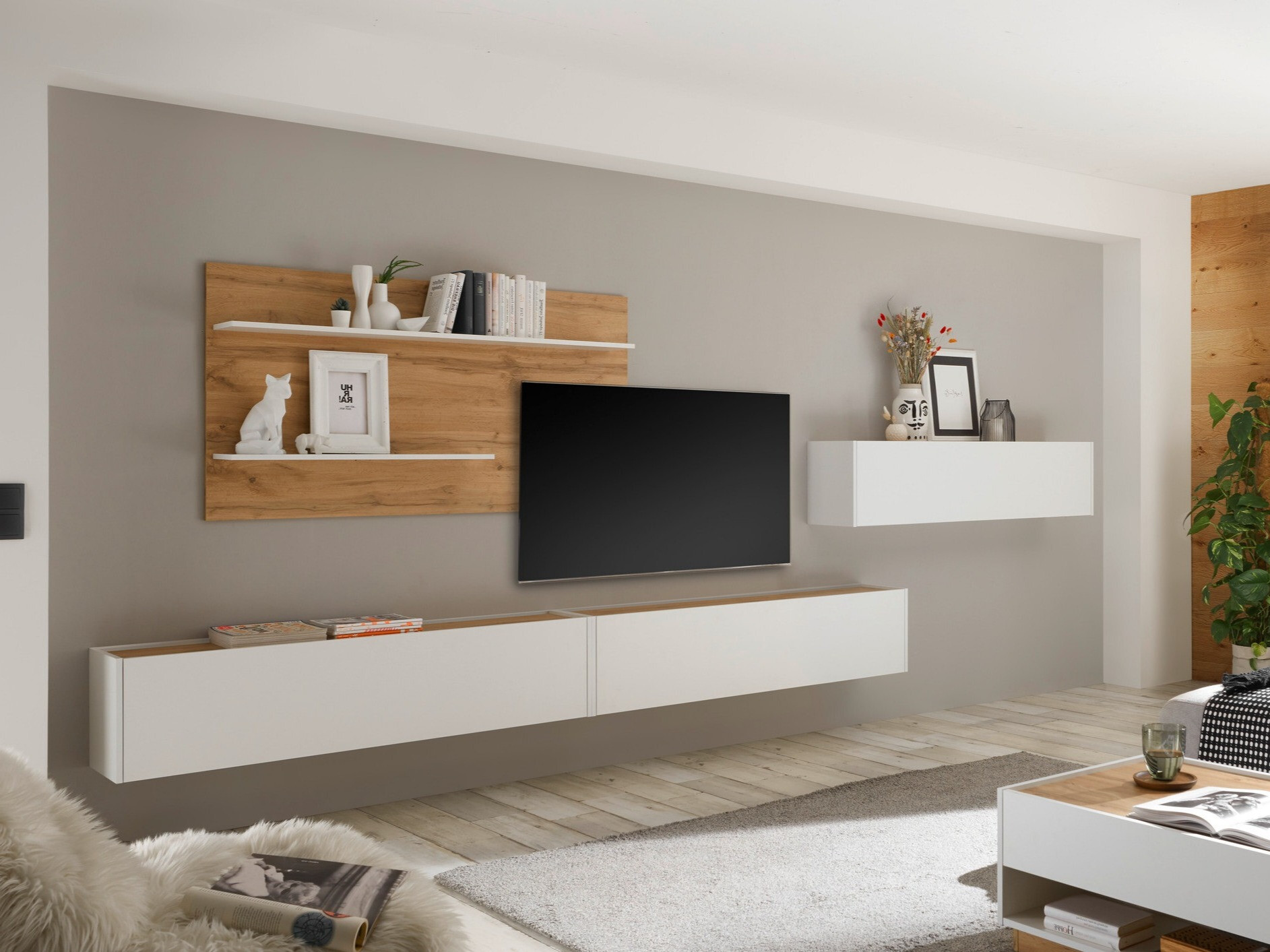 Woonkamerset Elbsori 121 (Wit + Wotan eik)