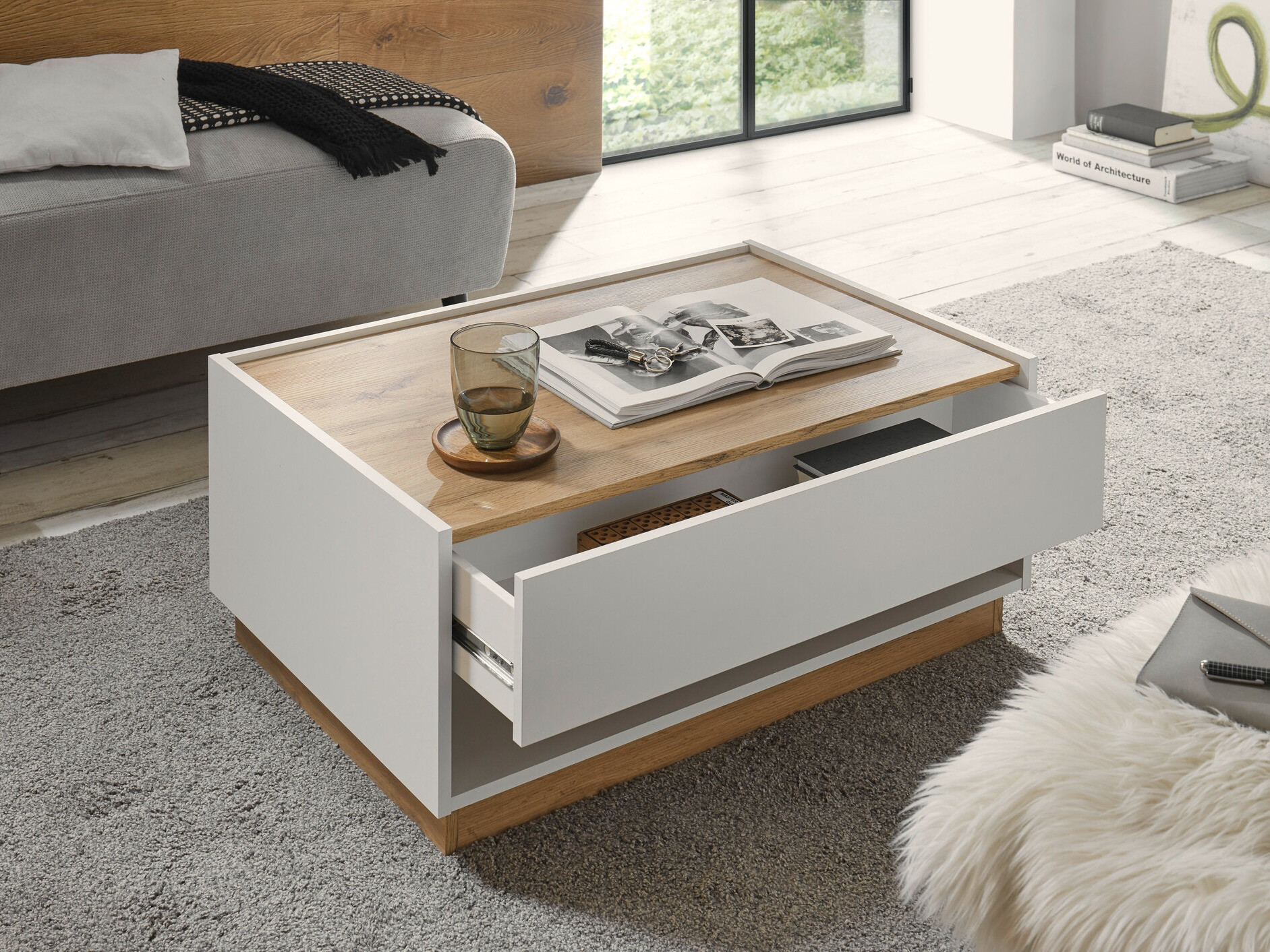 Salontafel Elbsori 123 (Wit + Wotan eik)