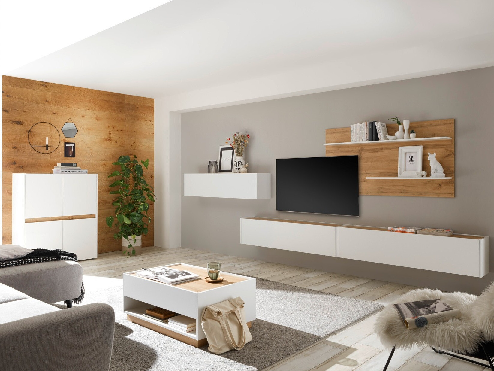 Salontafel Elbsori 123 (Wit + Wotan eik)