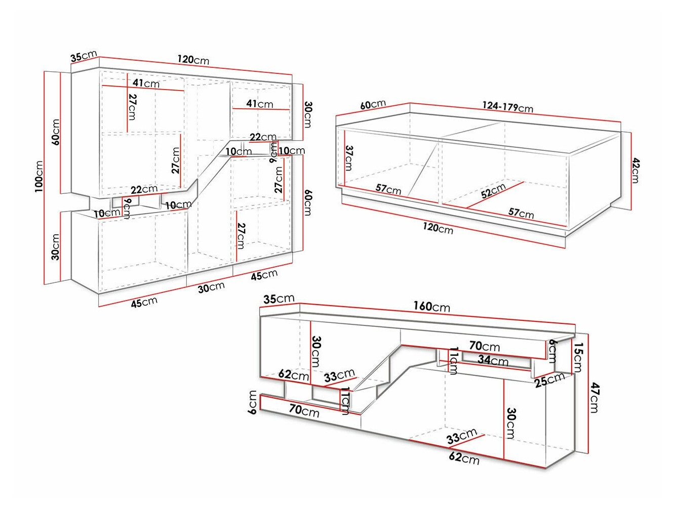 Woonkamerset Comfivo Daldune 103 (Wotan eik + Antraciet)