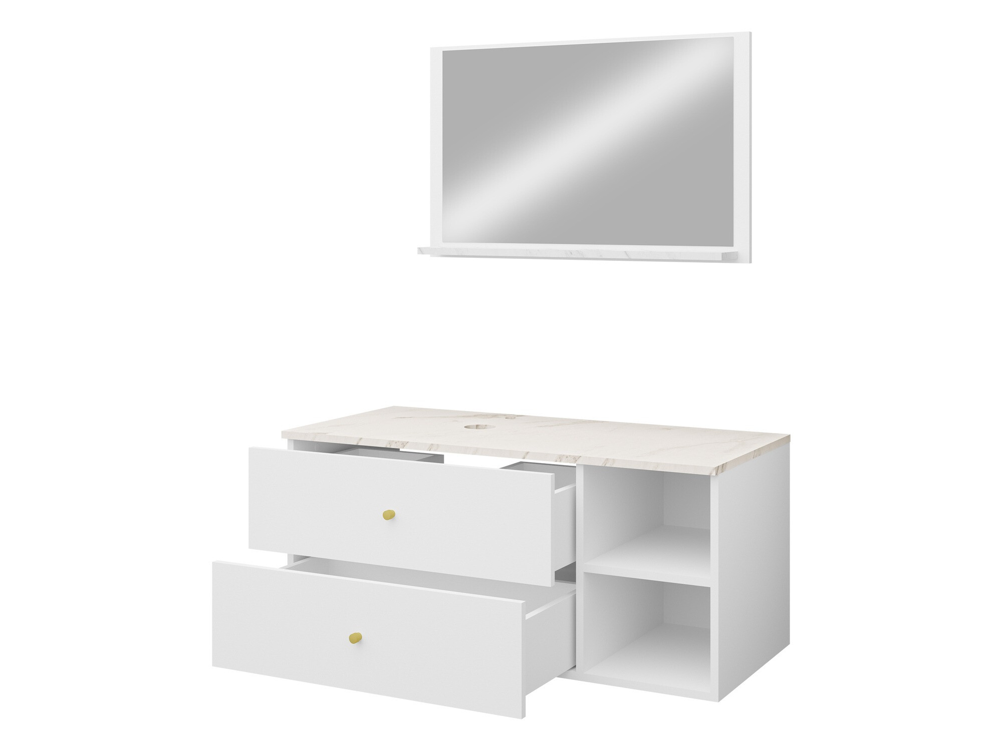 Badkamerset Ophruvi 100 (Zwart + Zwart marmer)