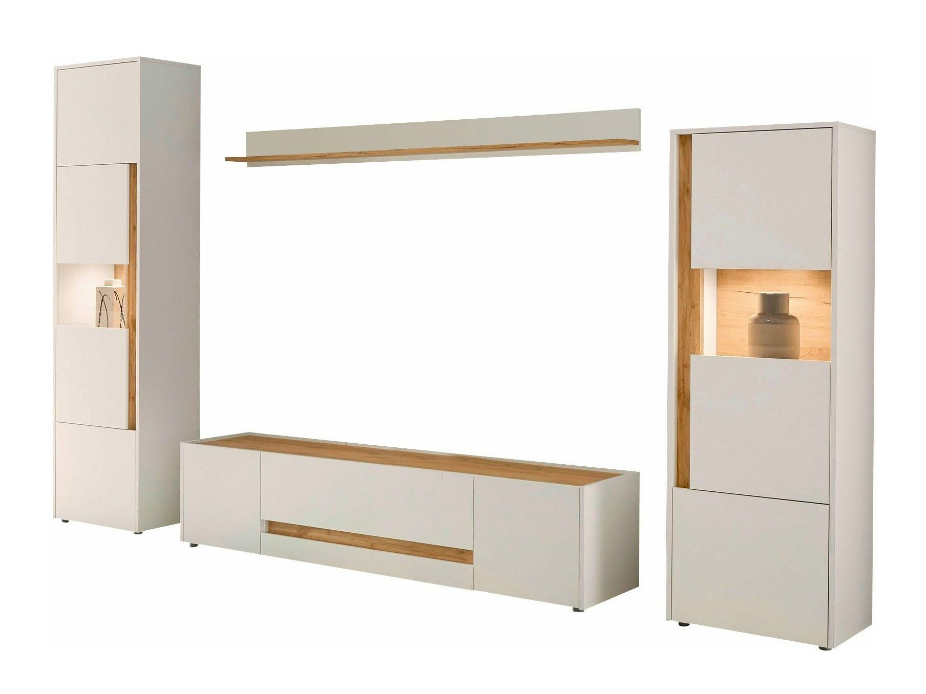 Woonkamerset Elbsori 130 (Wit + Wotan eik)