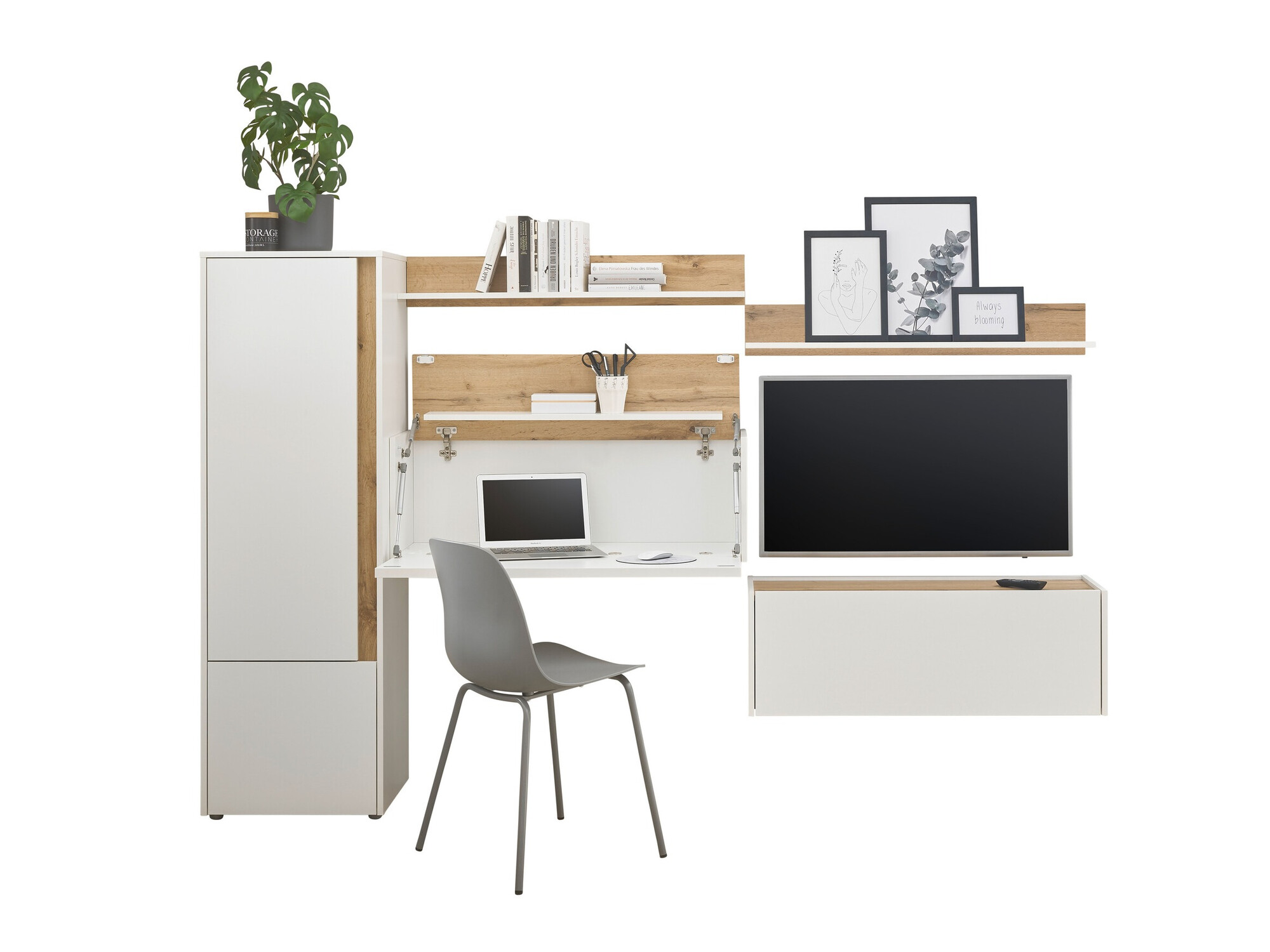 Woonkamerset Elbsori 138 (Wit + Wotan eik)