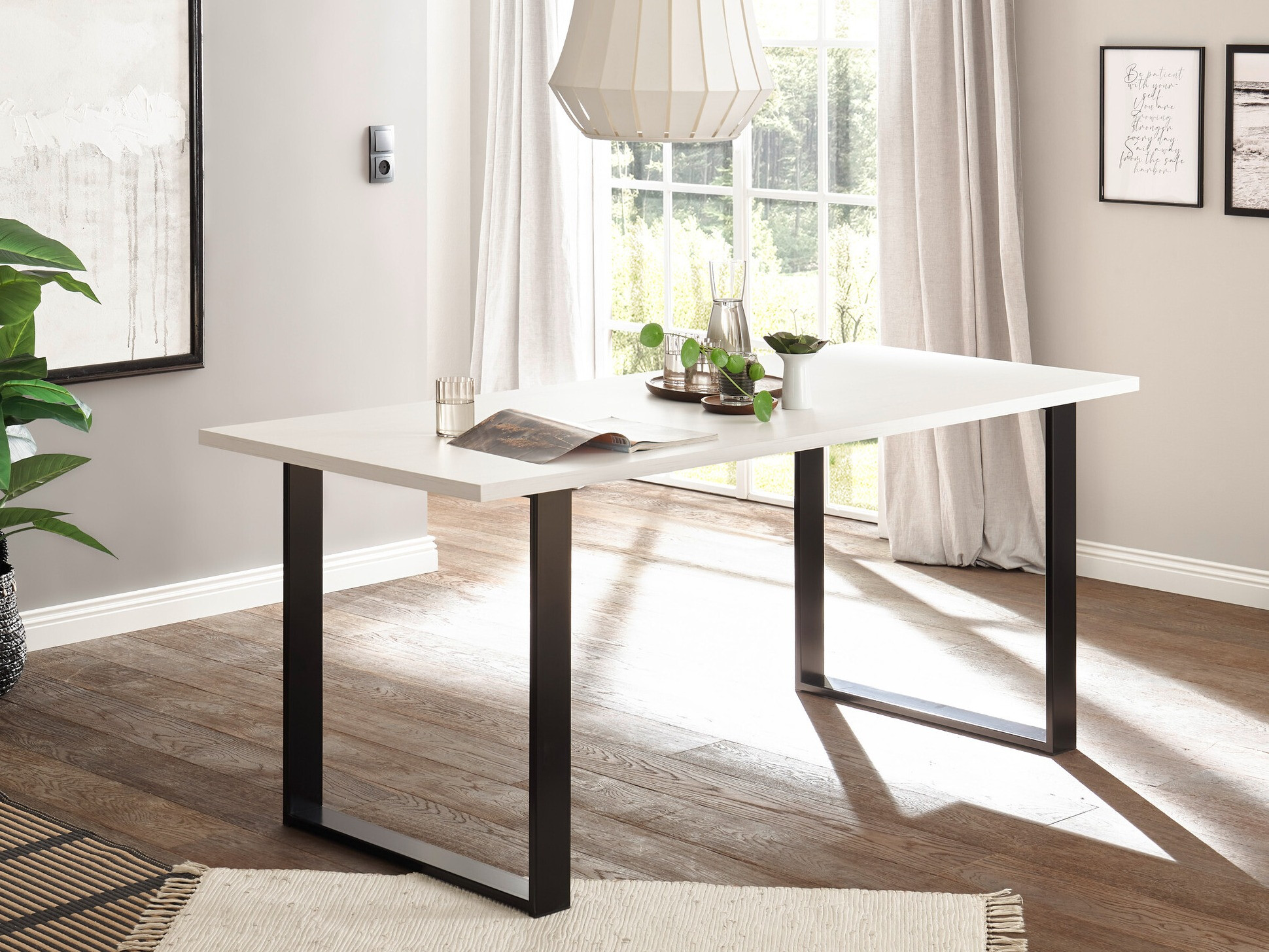 Tafel Cirtale 100 (Gebleekt grenen + Antraciet)