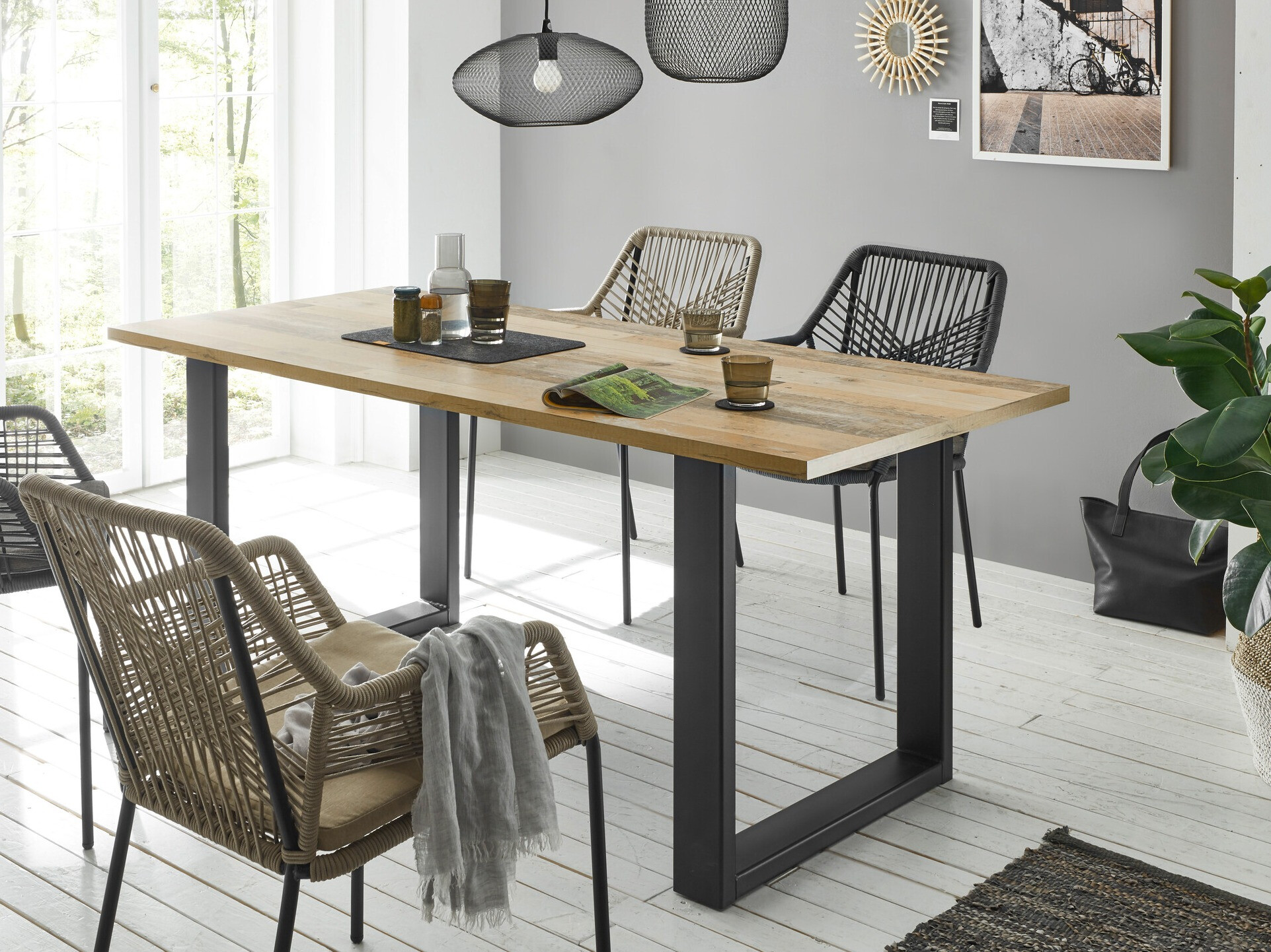 Tafel Cirtale 100 (Verouderd hout + Antraciet)