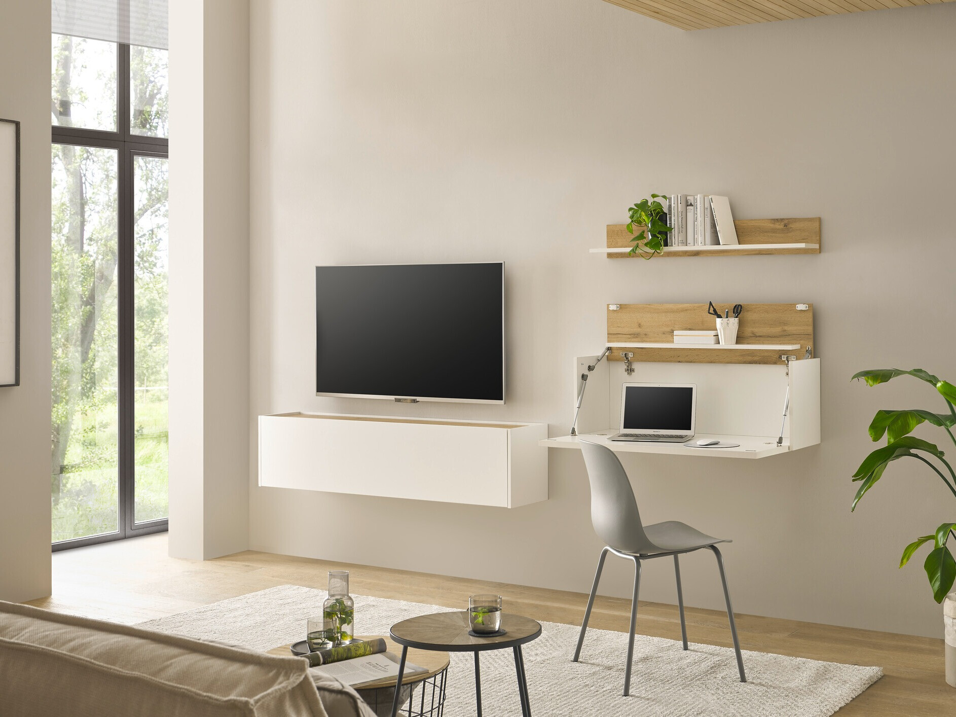 Woonkamerset Elbsori 143 (Wit + Wotan eik)