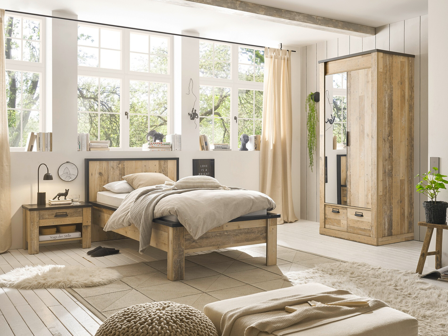 Kledingkast Cirtale 106 (Antraciet + Verouderd hout)