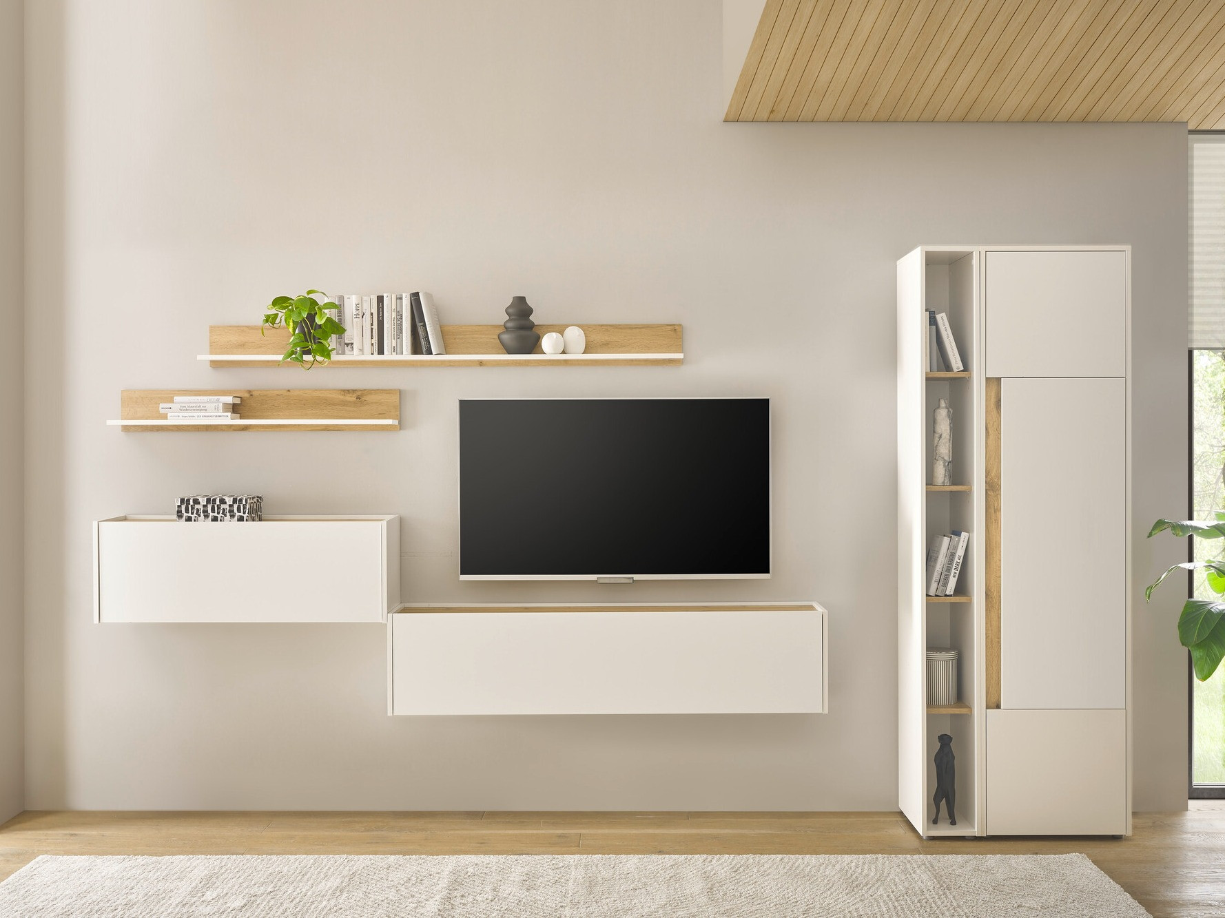 Woonkamerset Elbsori 145 (Wit + Wotan eik)