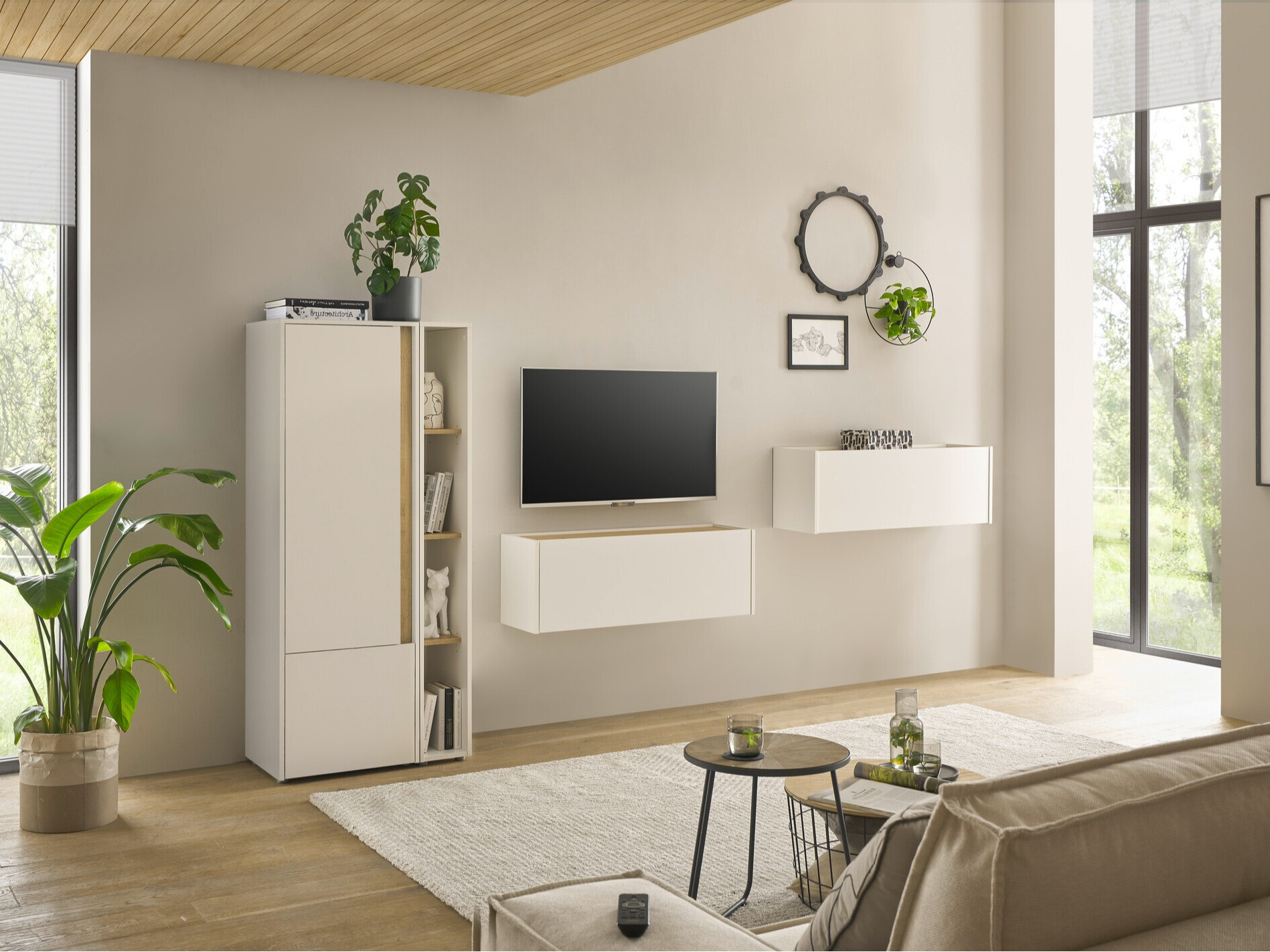 Woonkamerset Elbsori 146 (Wit + Wotan eik)