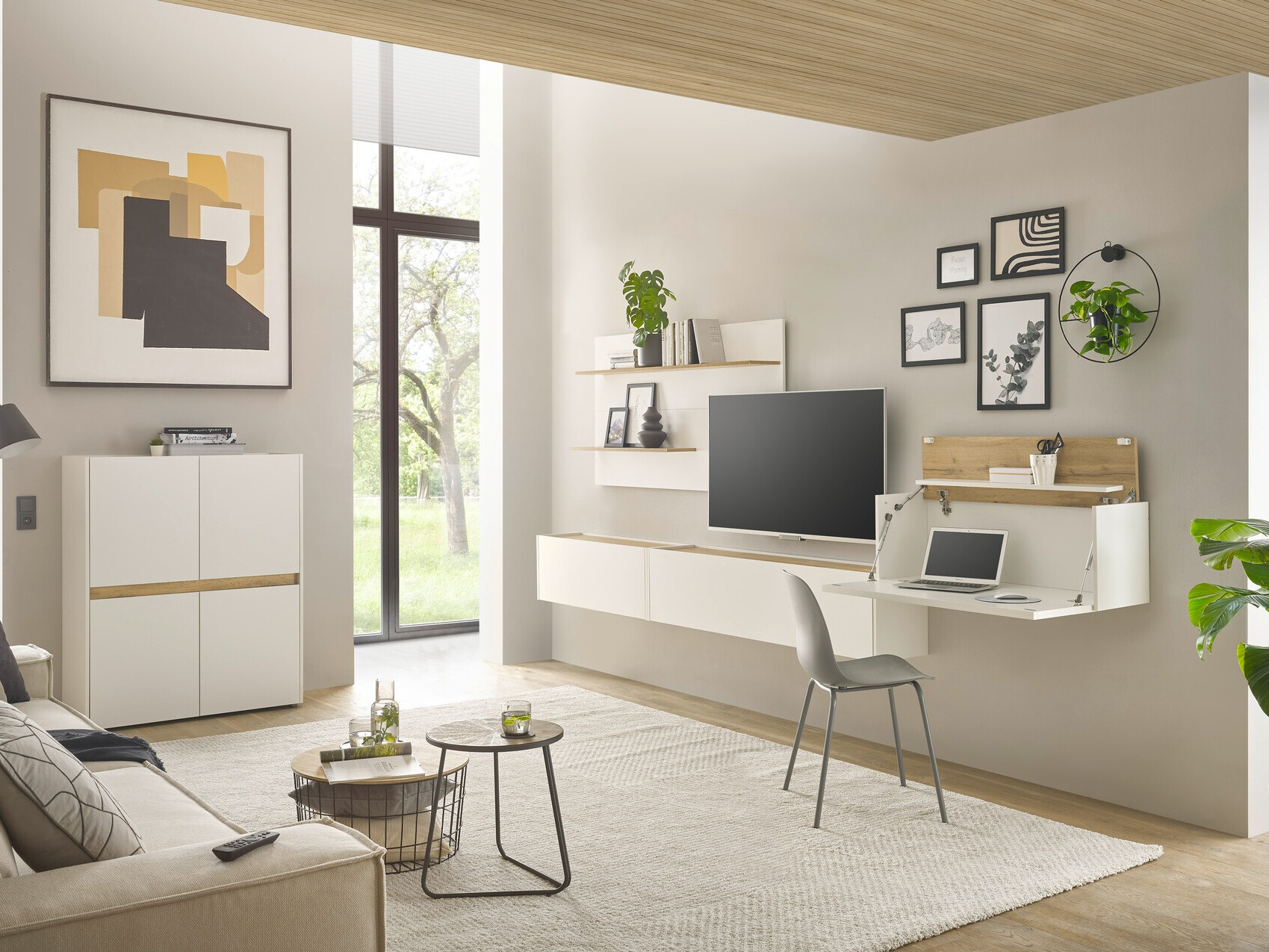 Woonkamerset Elbsori 147 (Wit + Wotan eik)