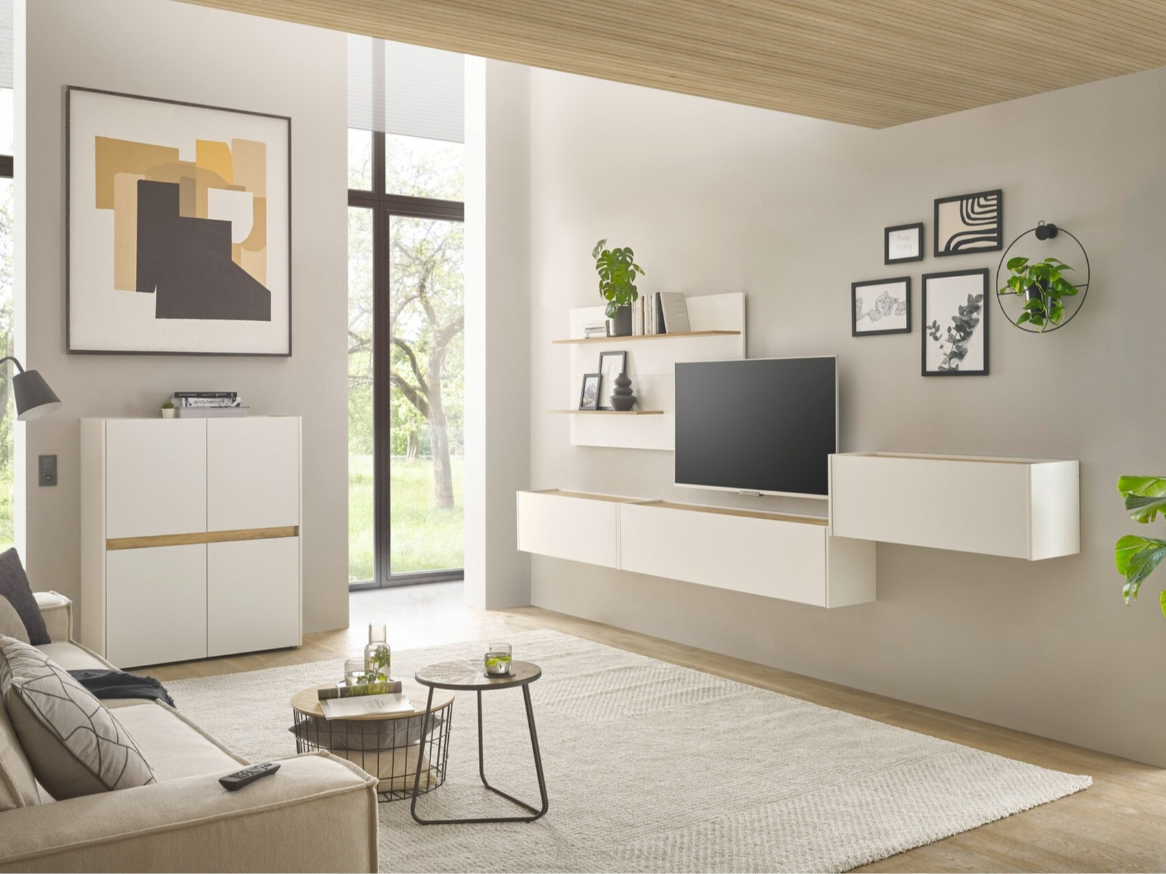 Woonkamerset Elbsori 147 (Wit + Wotan eik)