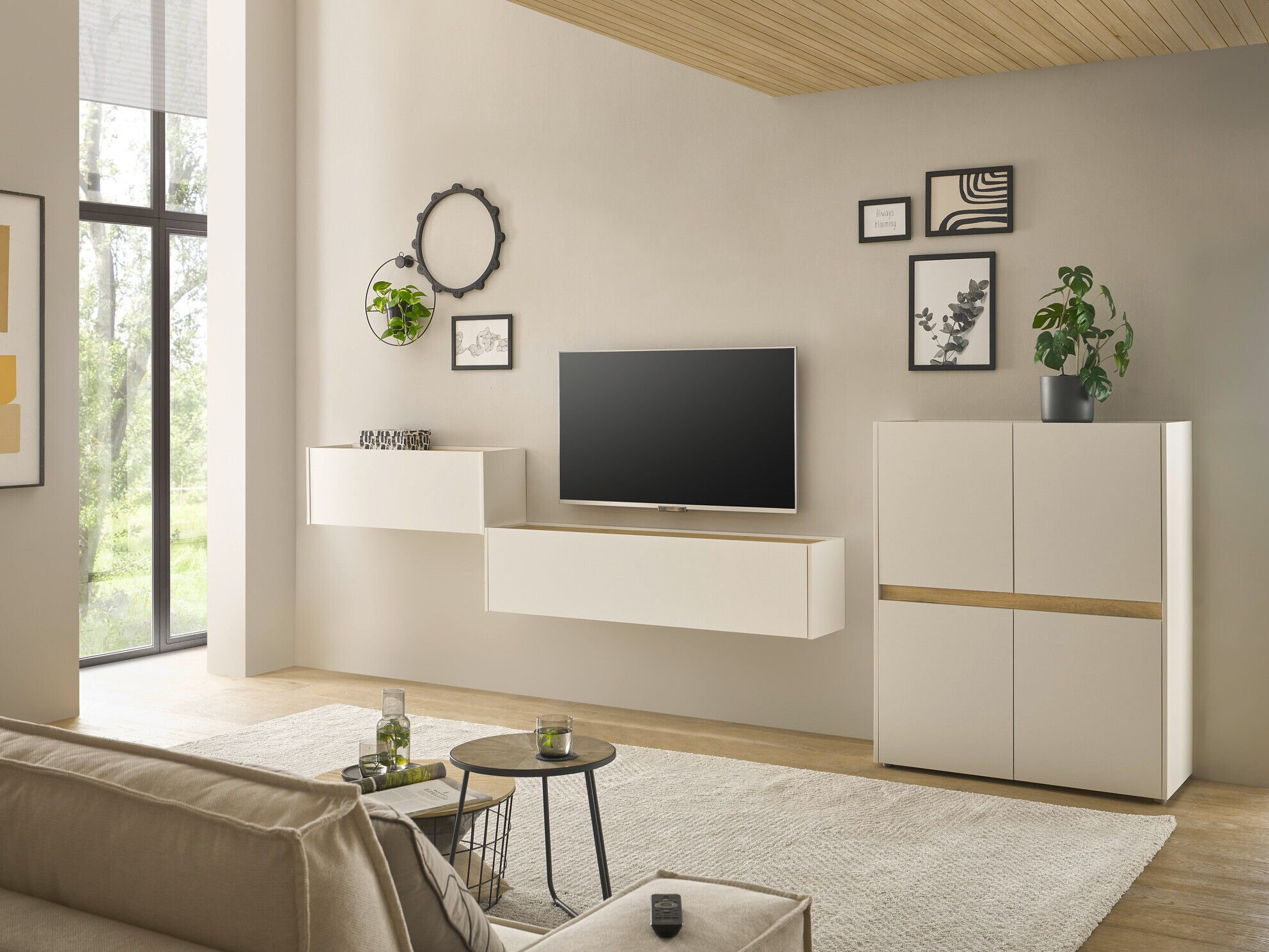 Woonkamerset Elbsori 148 (Wit + Wotan eik)