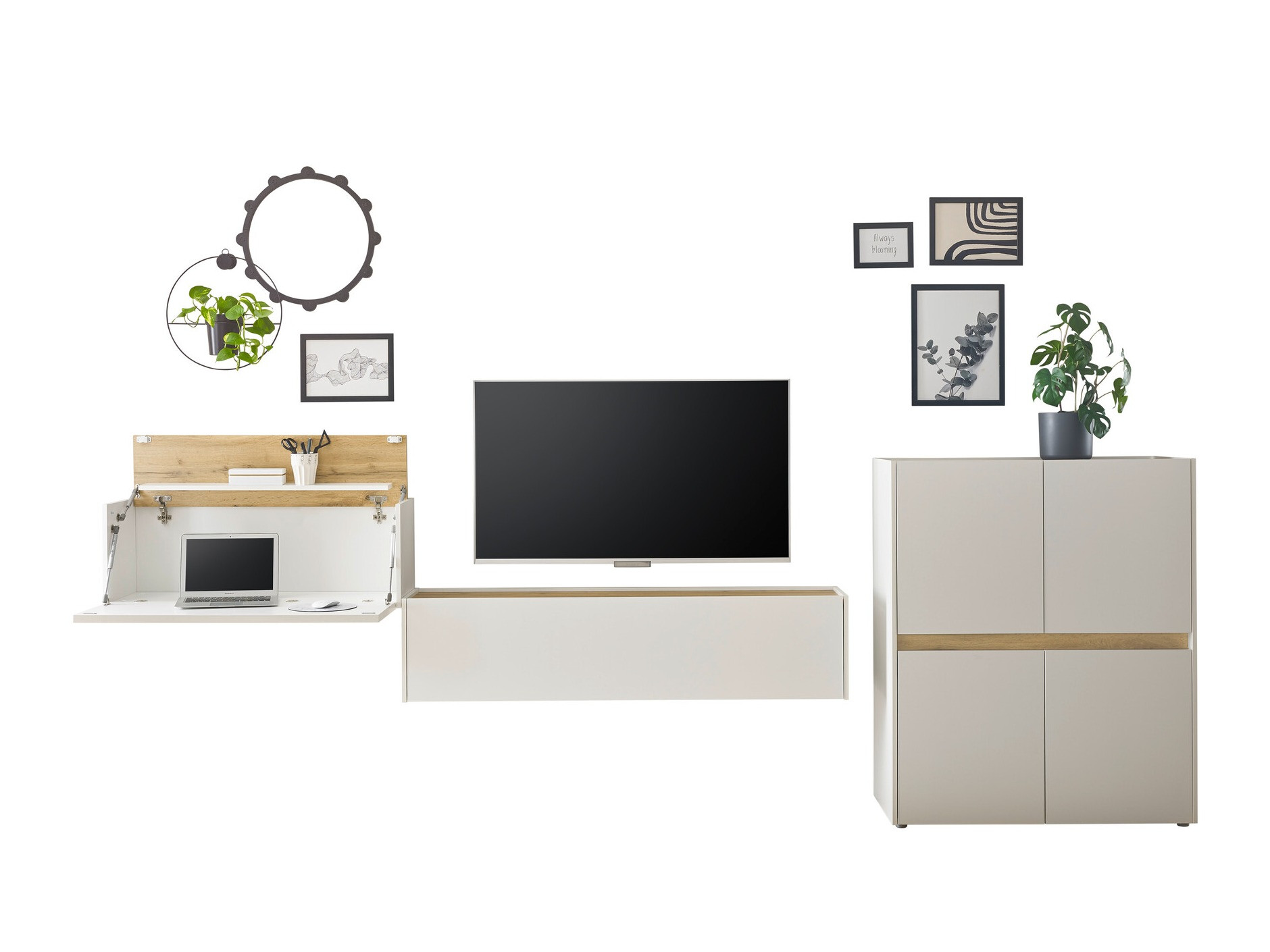 Woonkamerset Elbsori 148 (Wit + Wotan eik)