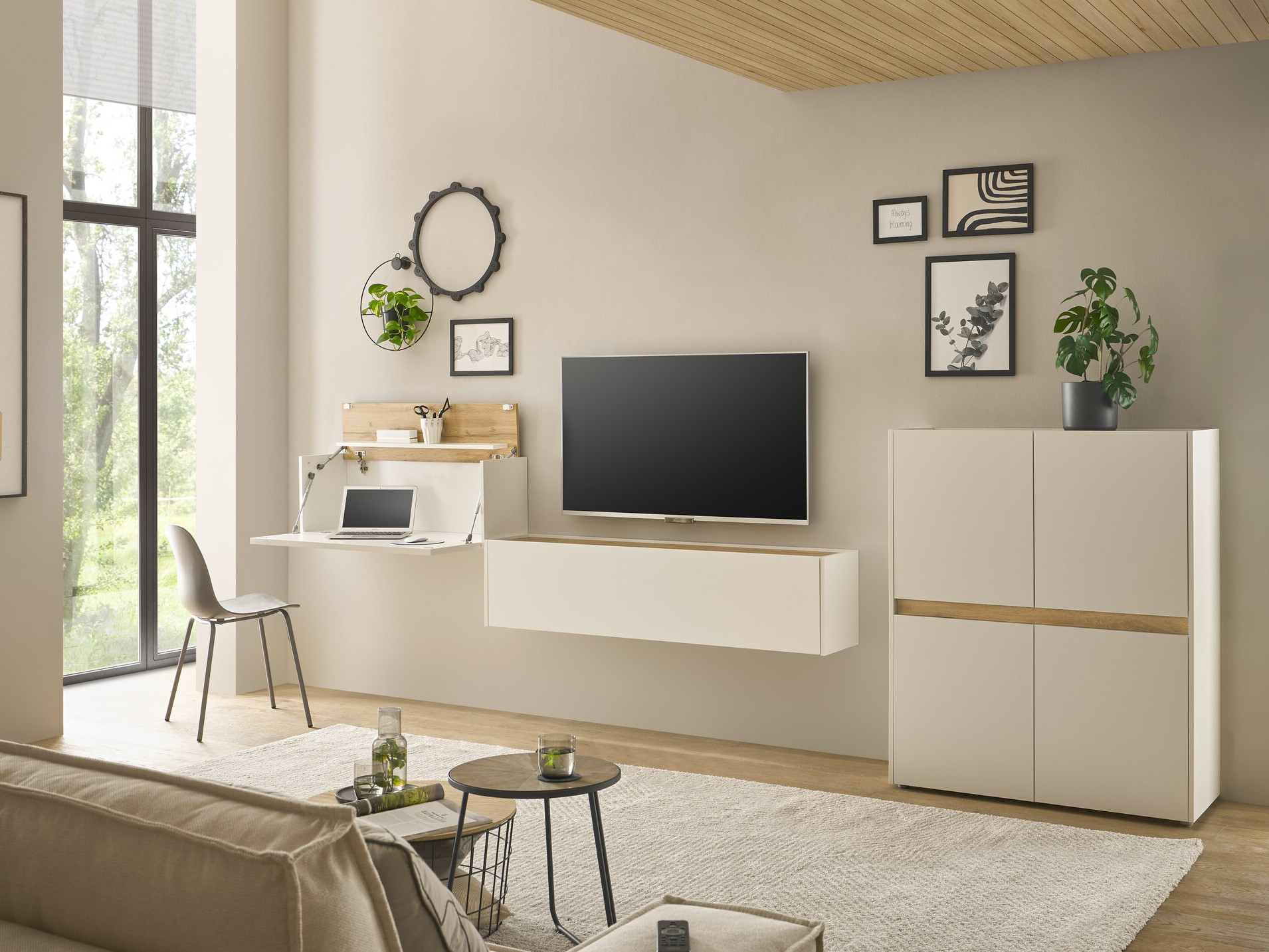 Woonkamerset Elbsori 148 (Wit + Wotan eik)