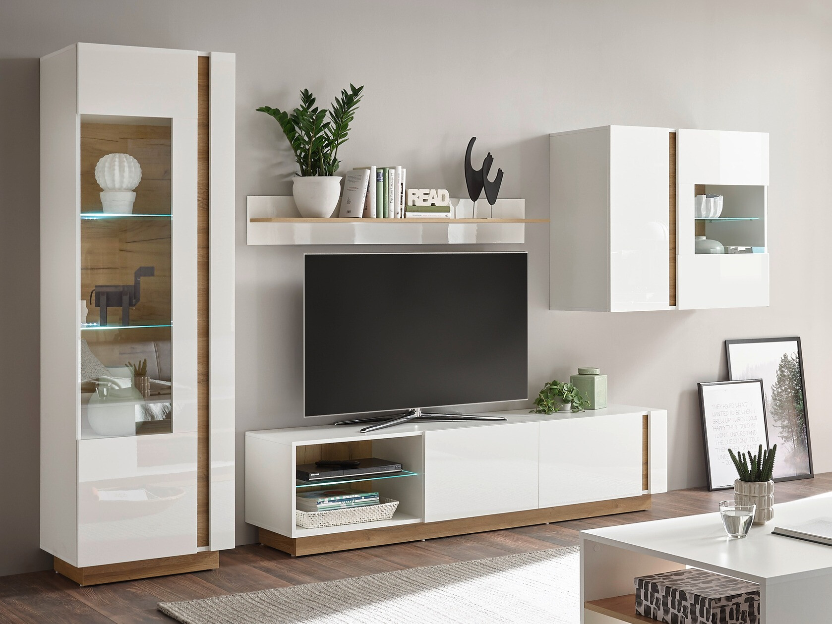 Boekenkast Veropho 100 (Glanzend wit + Kleinzoon eik)