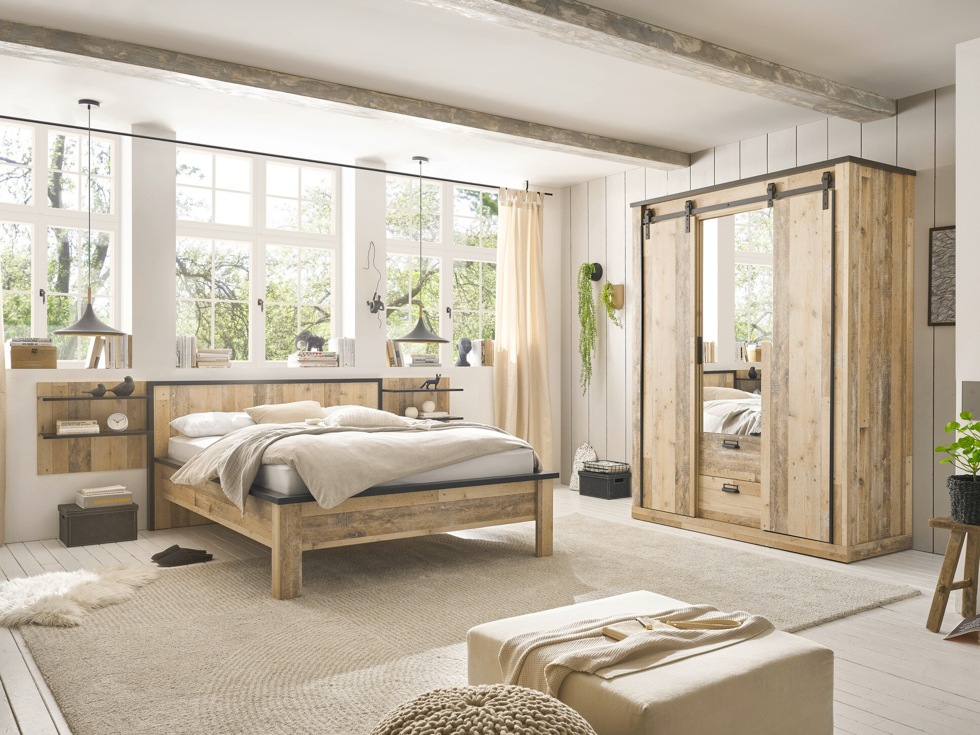 Kledingkast Cirtale 107 (Antraciet + Verouderd hout)