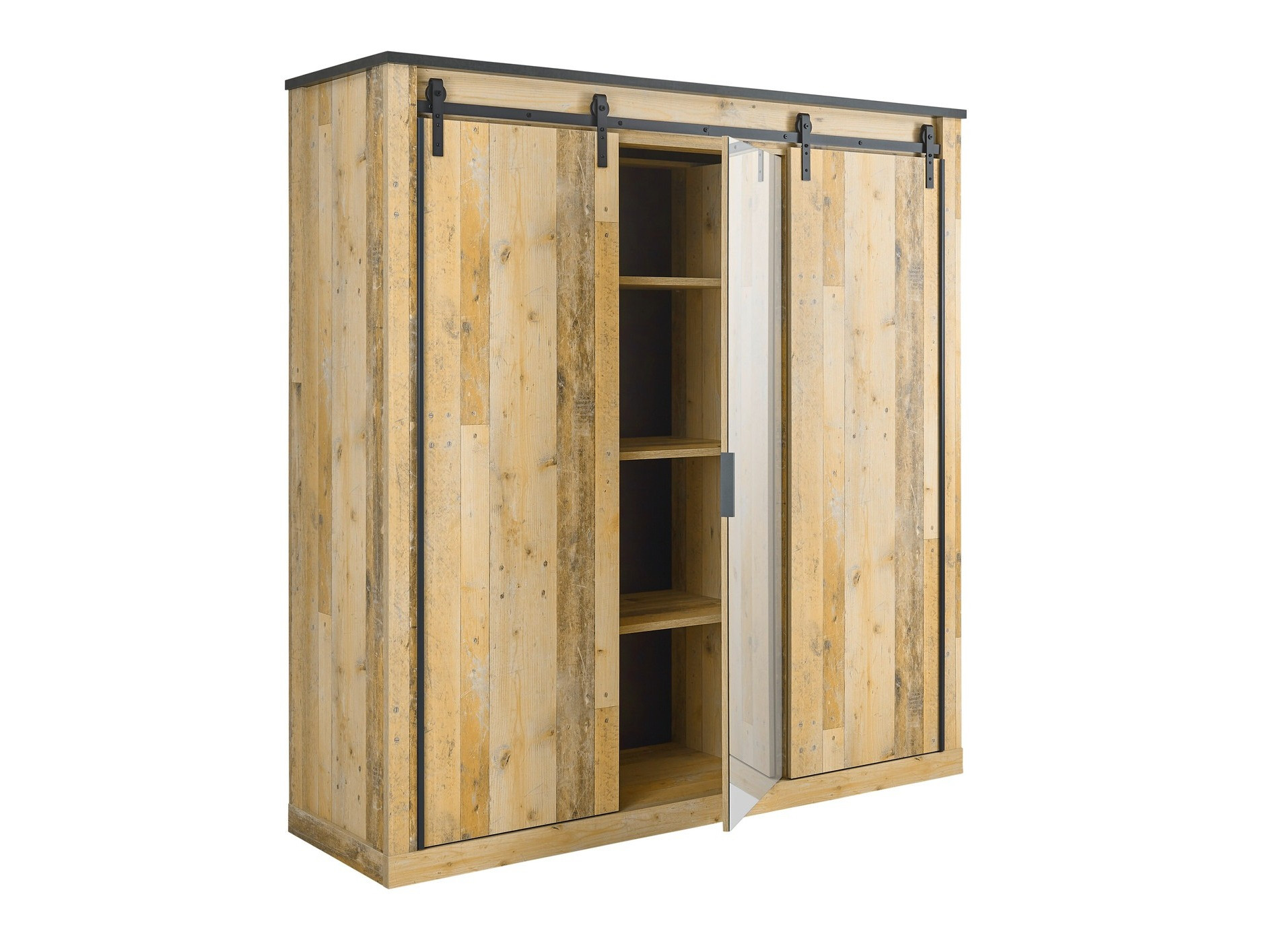 Kledingkast Cirtale 108 (Antraciet + Verouderd hout)