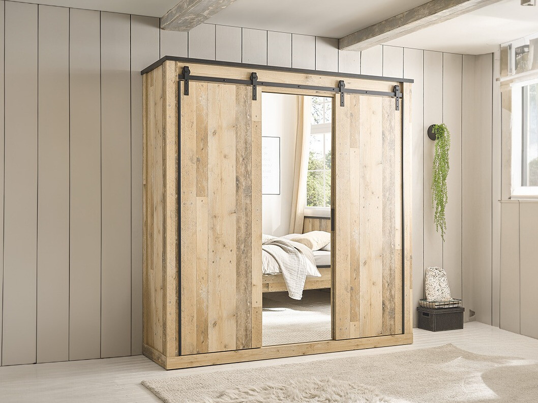 Kledingkast Cirtale 108 (Antraciet + Verouderd hout)