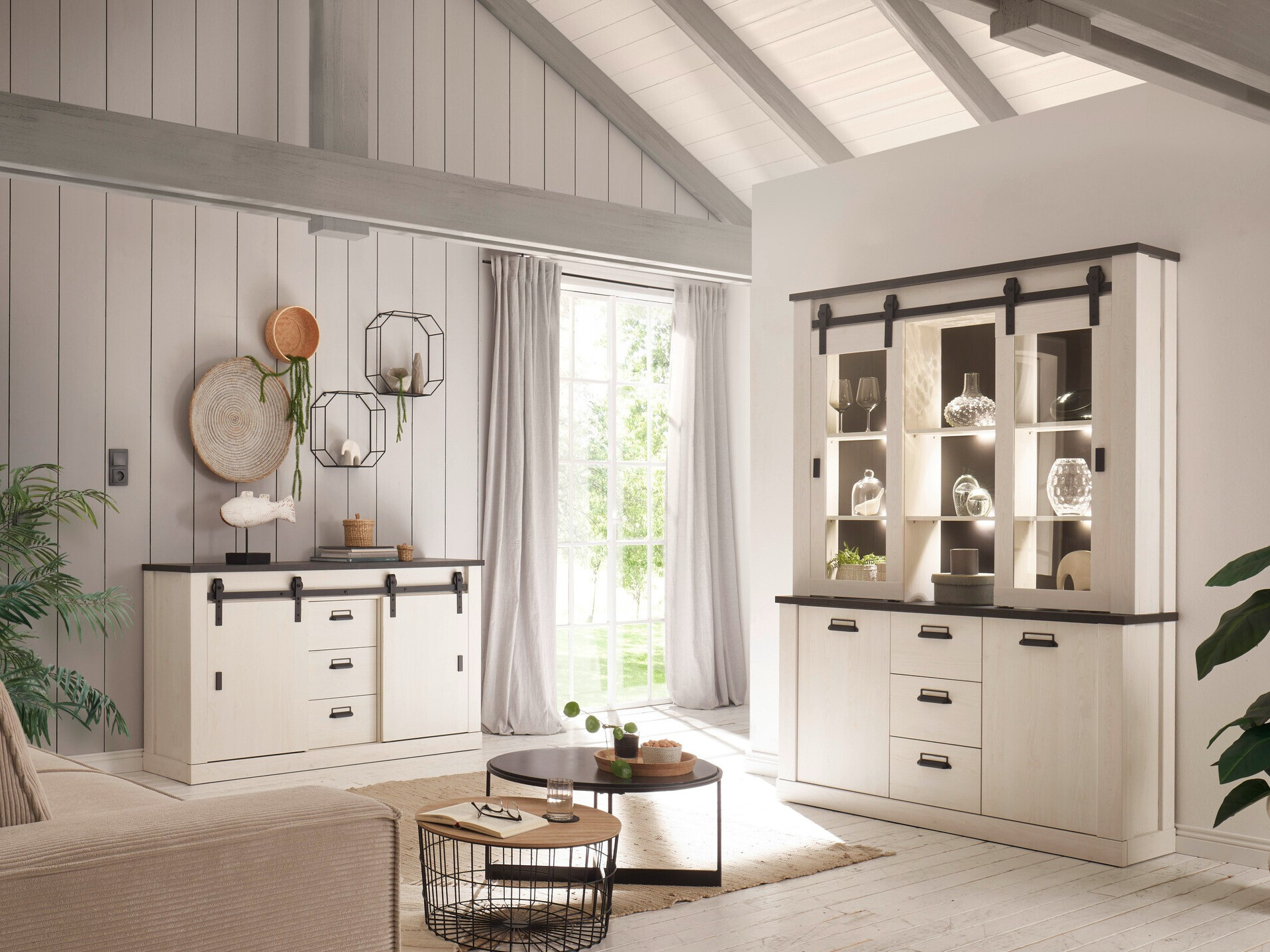 Boekenkast Cirtale 110 (Gebleekt grenen + Antrahite)