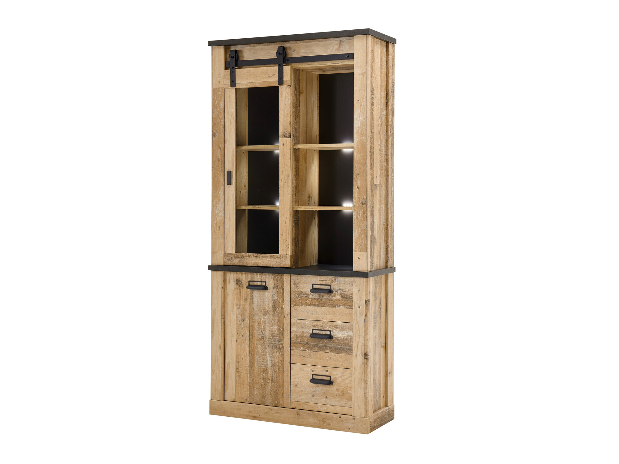 Boekenkast Cirtale 114 (Verouderd hout + Antraciet)