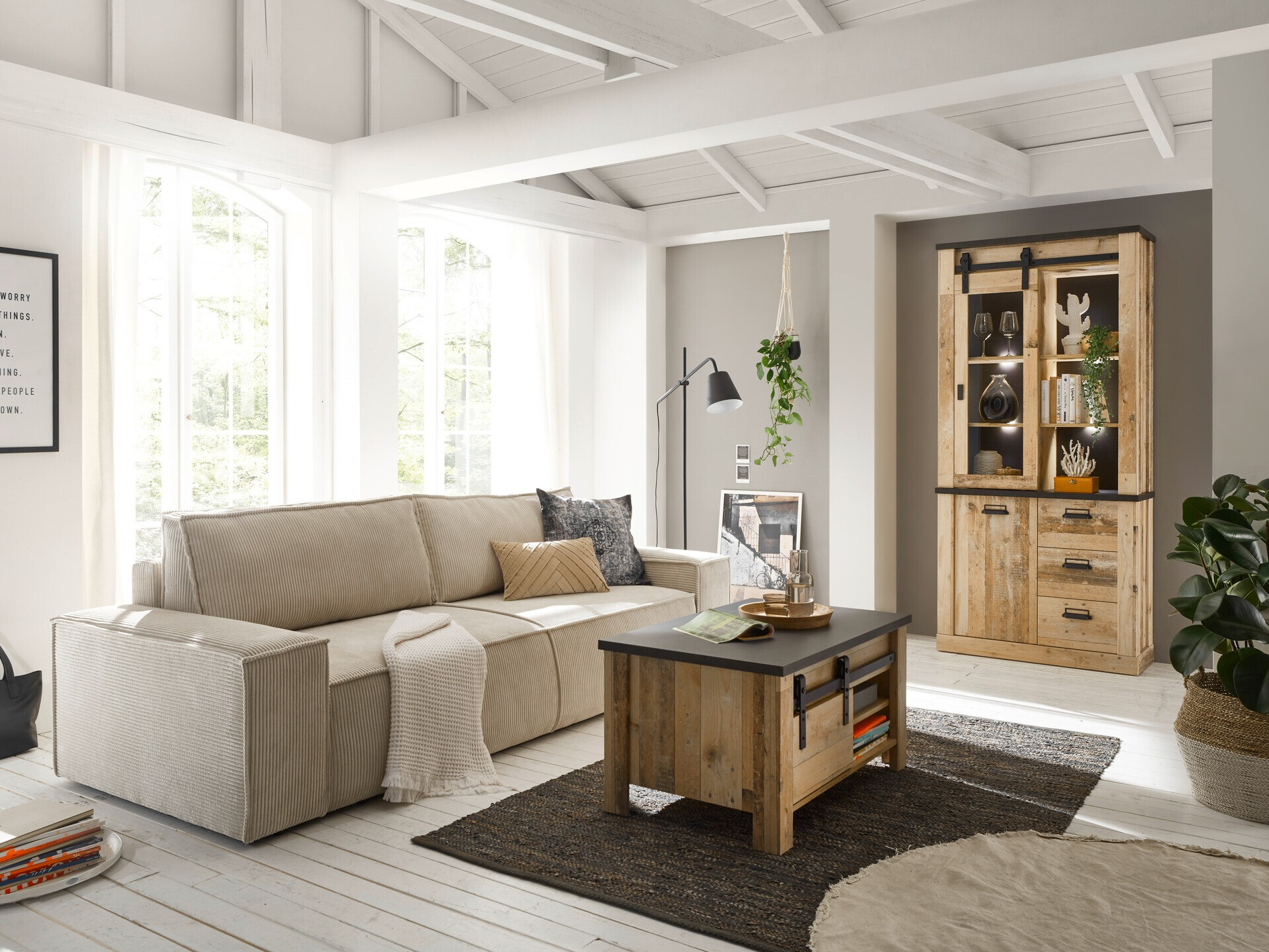 Boekenkast Cirtale 114 (Verouderd hout + Antraciet)