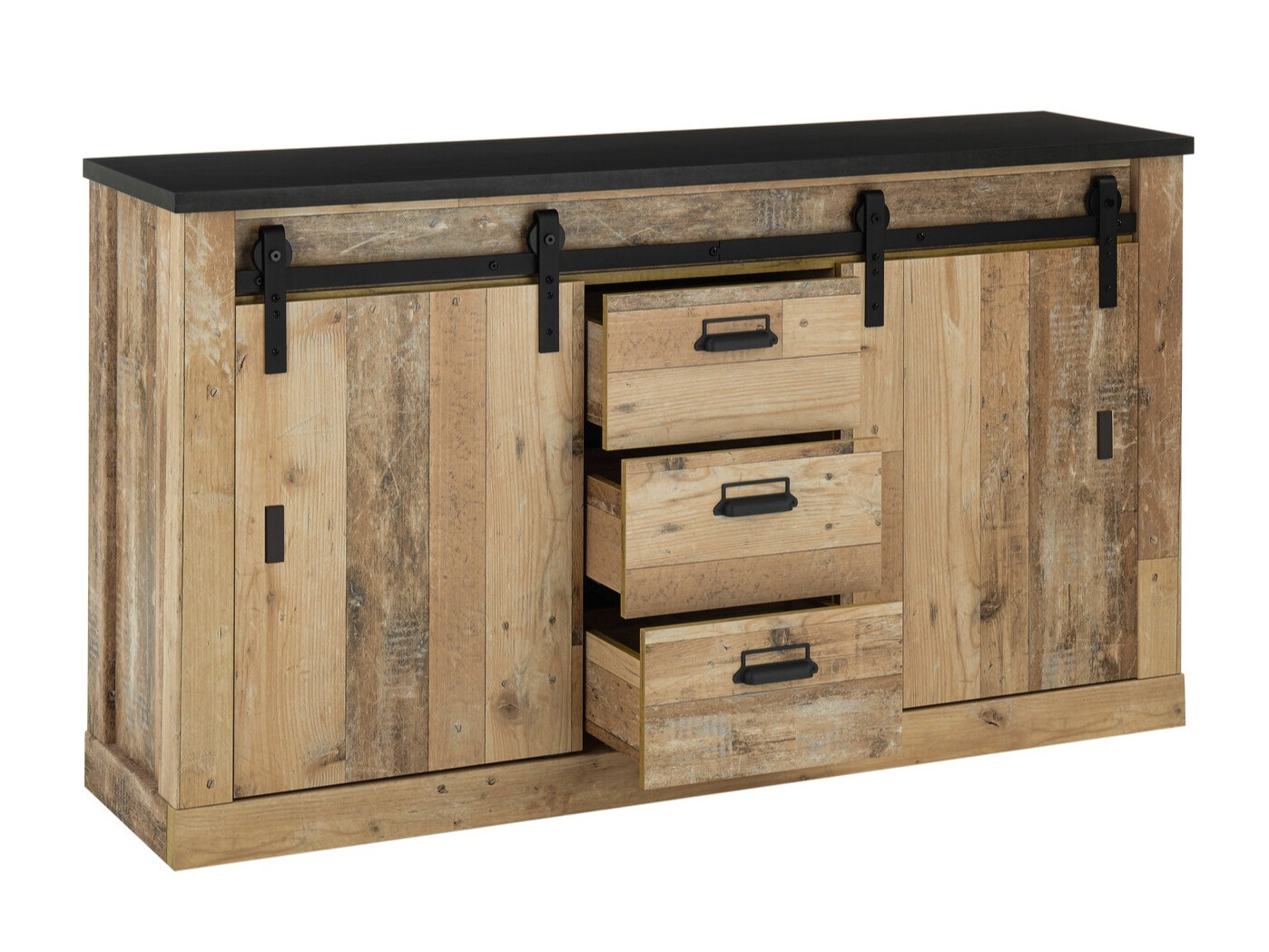 Ladekast Cirtale 116 (Antraciet + Verouderd hout)