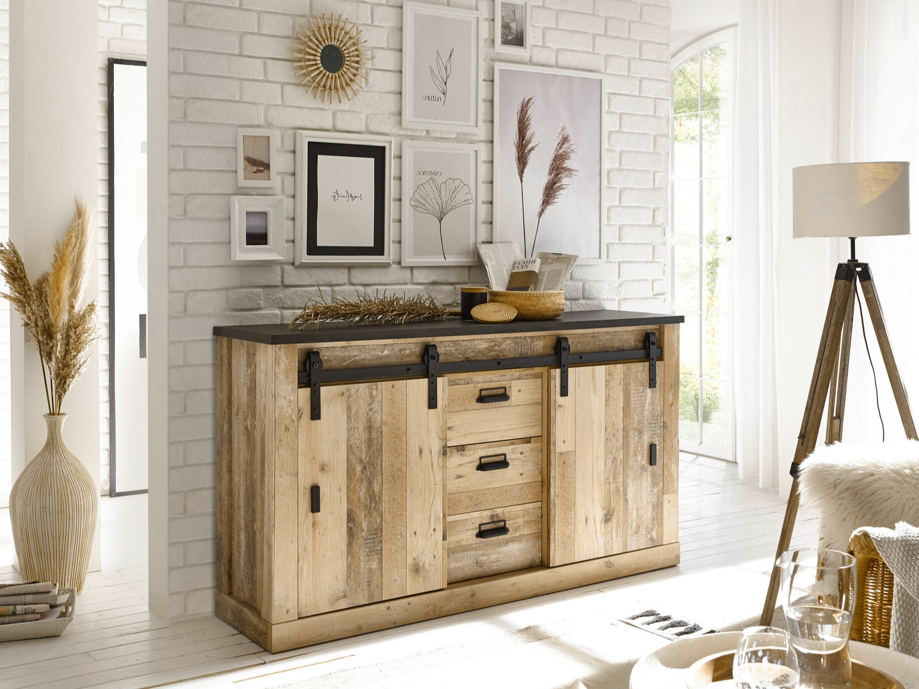 Ladekast Cirtale 116 (Antraciet + Verouderd hout)