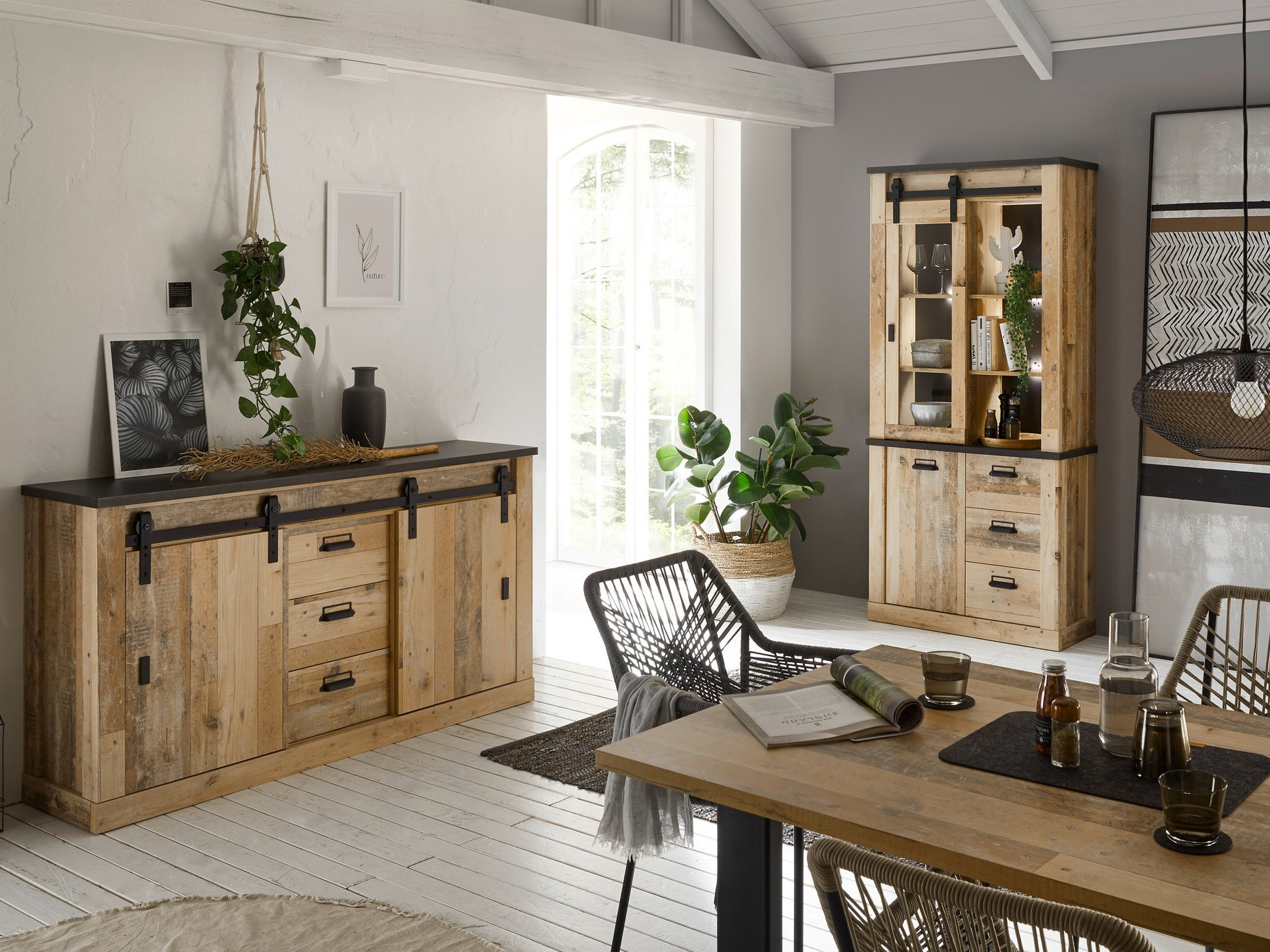 Ladekast Cirtale 116 (Antraciet + Verouderd hout)