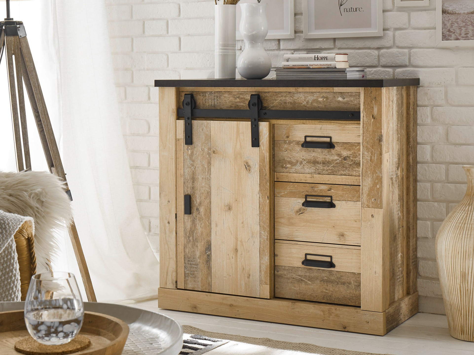 Ladekast Cirtale 117 (Antraciet + Verouderd hout)