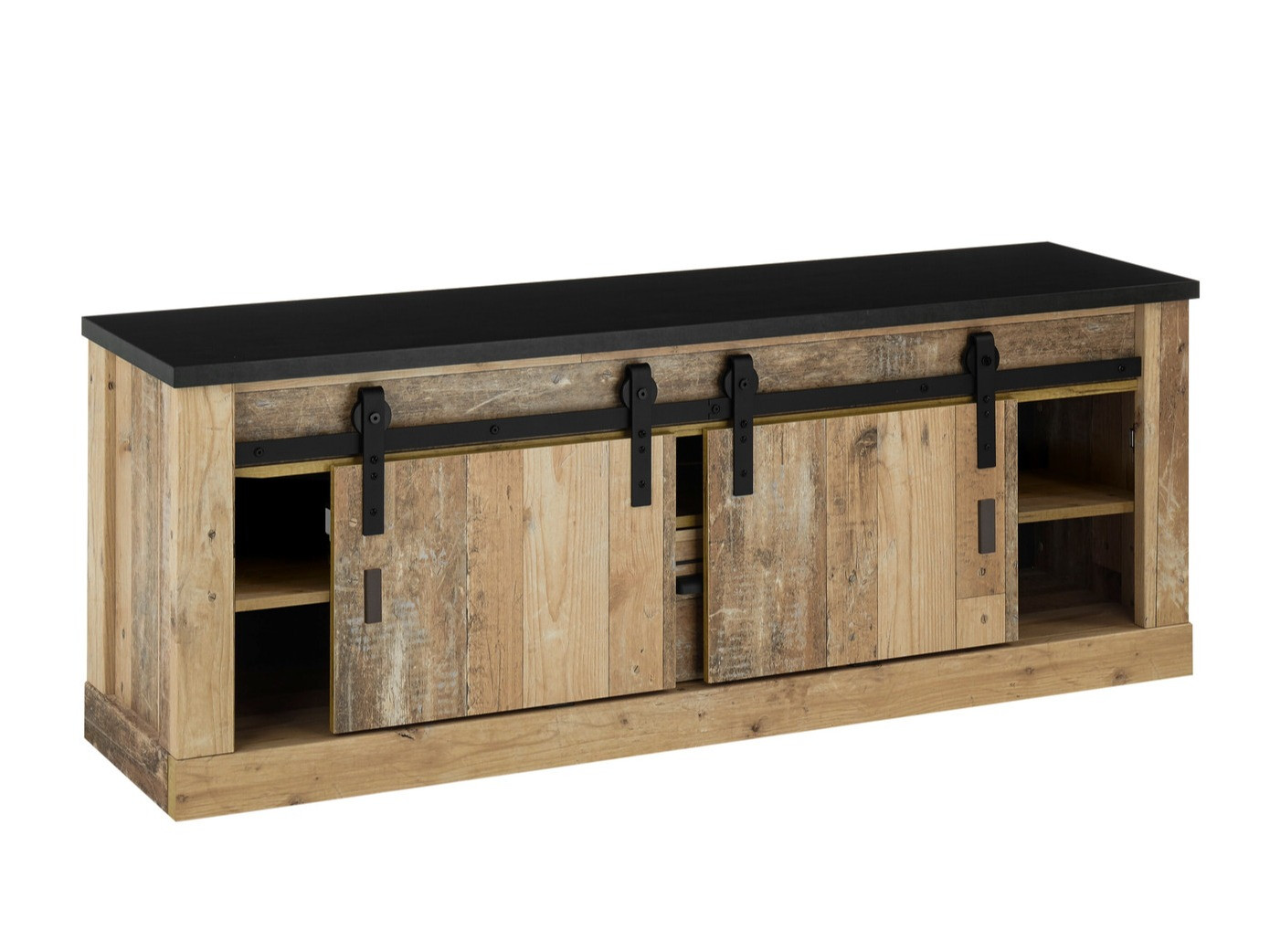 TV-meubel Cirtale 112 (Antraciet + Verouderd hout)