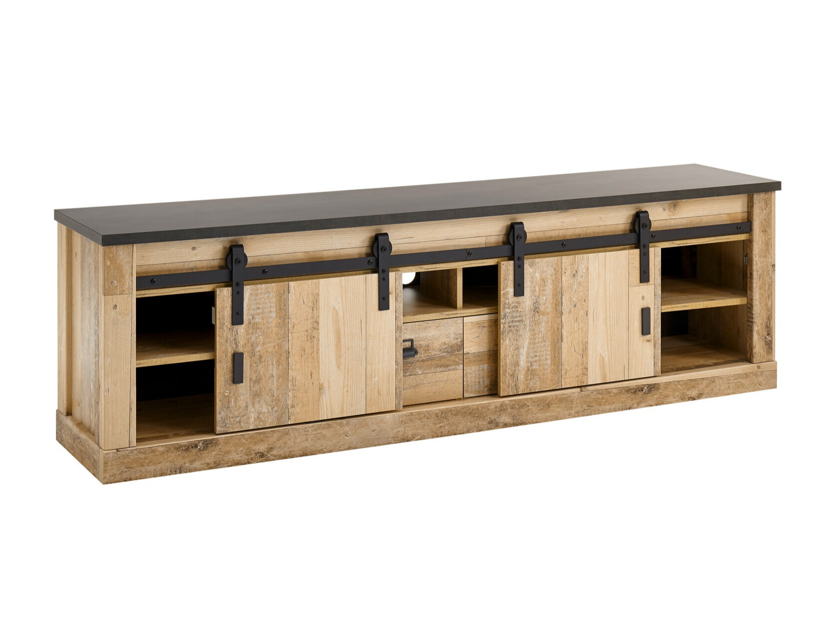 TV-meubel Cirtale 113 (Antraciet + Verouderd hout)