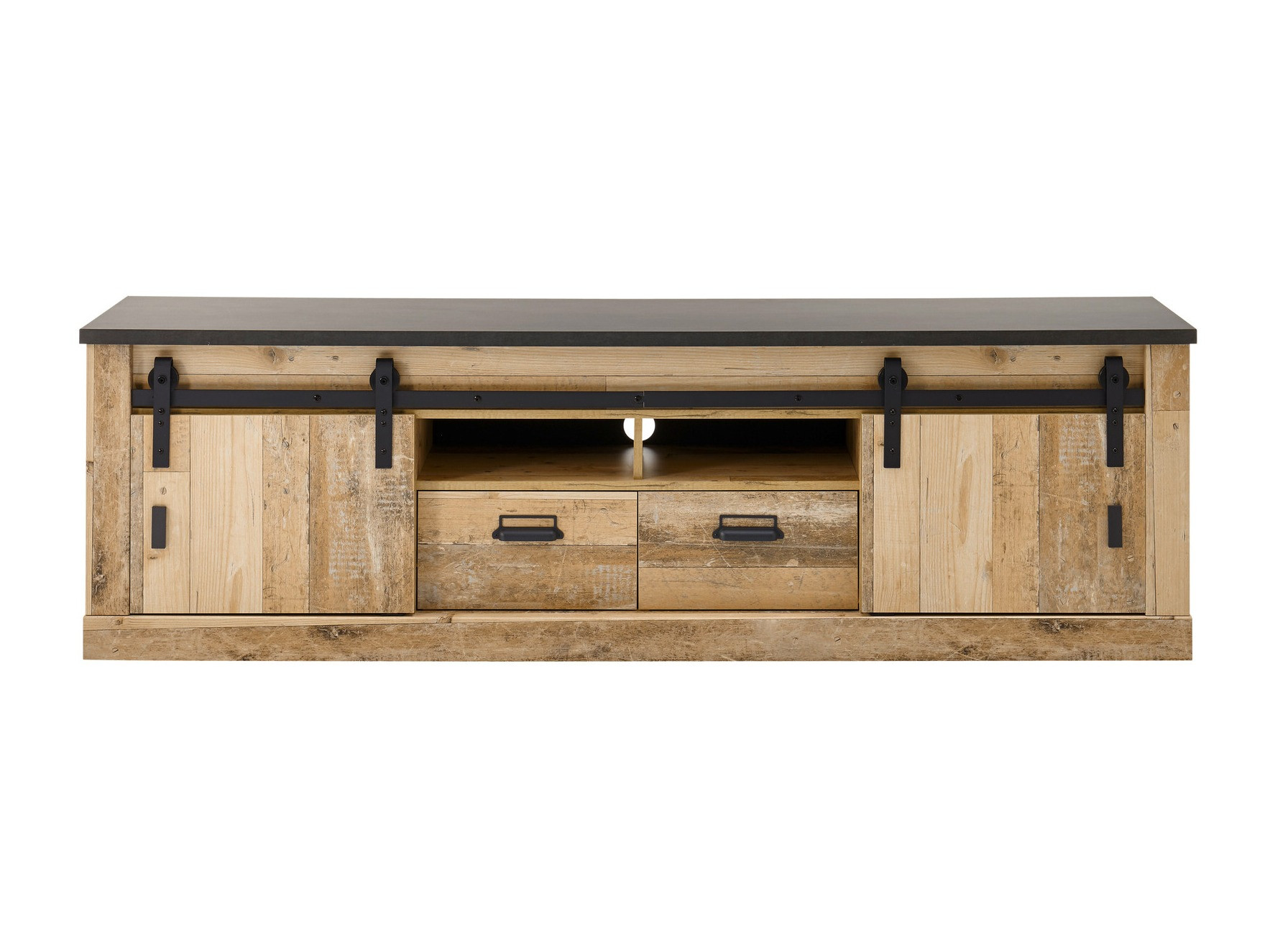 TV-meubel Cirtale 113 (Antraciet + Verouderd hout)