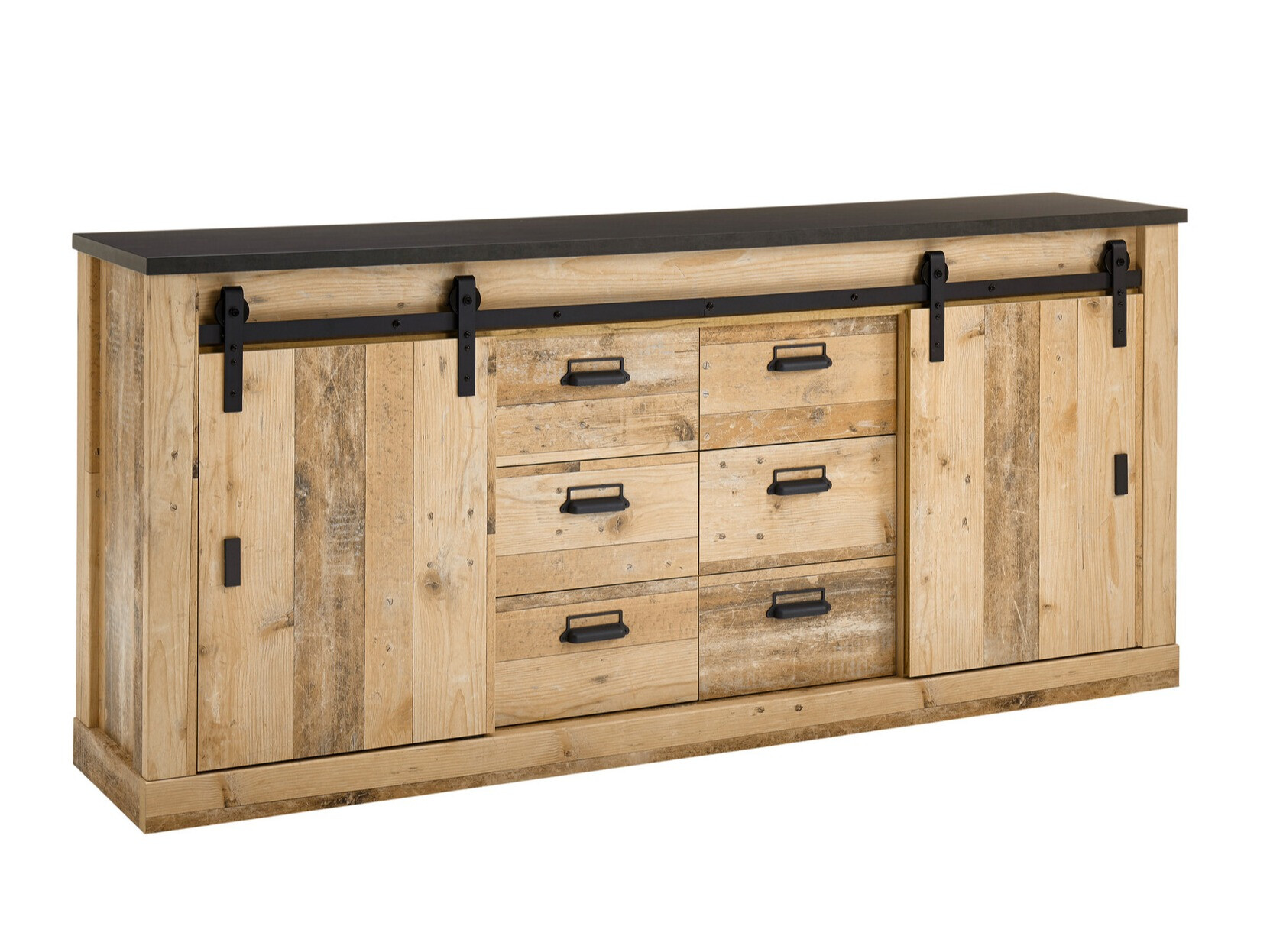 Ladekast Cirtale 118 (Antraciet + Verouderd hout)