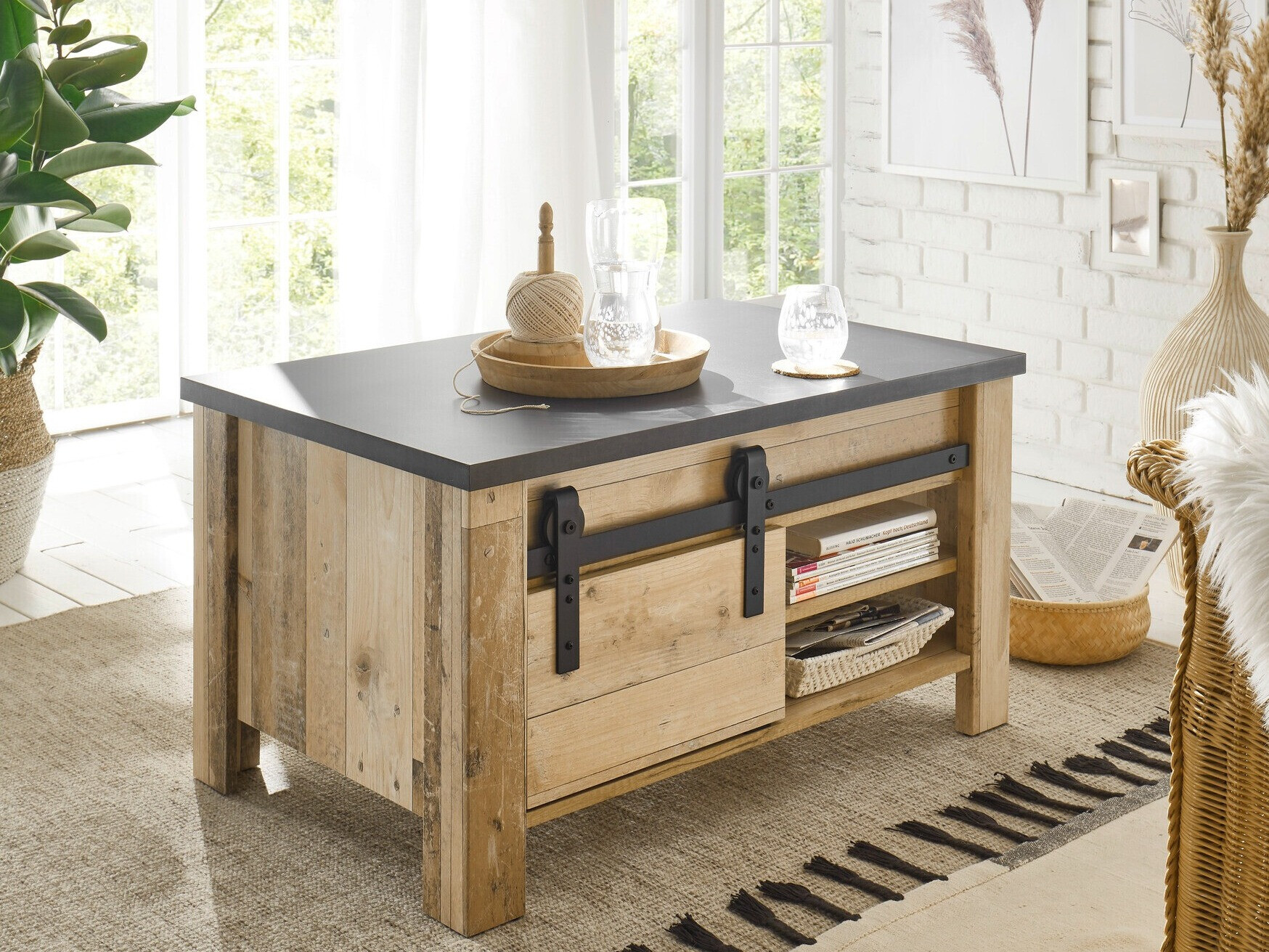 Salontafel Cirtale 111 (Antraciet + Verouderd hout)