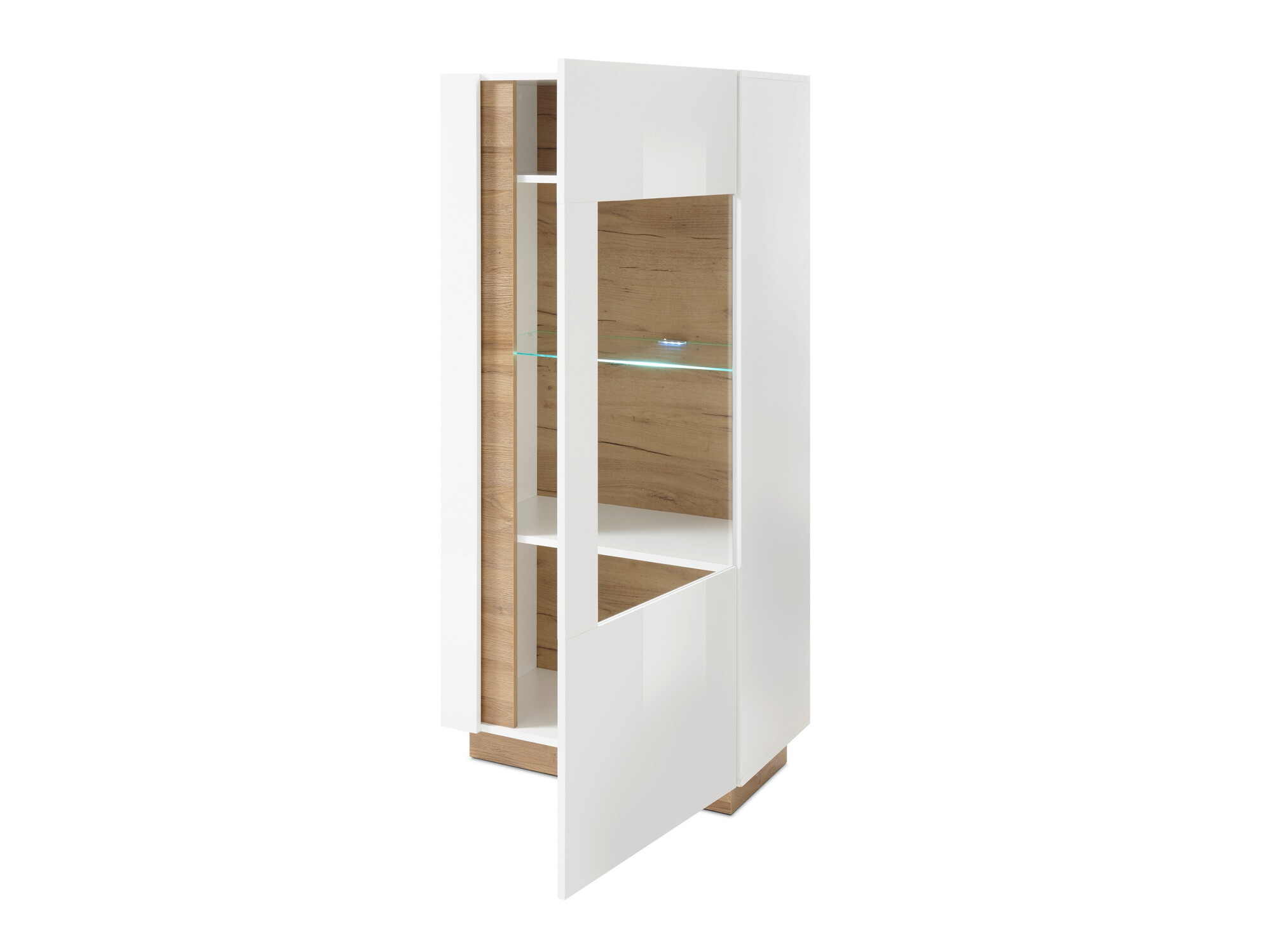 Woonkamerset Veropho 110 (Glanzend wit + Kleinzoon eik)