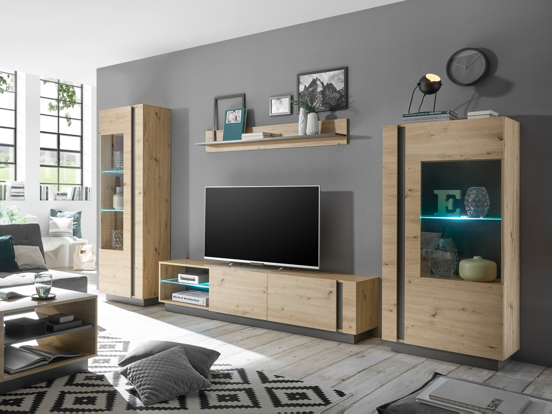 Woonkamerset Veropho 112 (Artisan eiken + Grafiet)