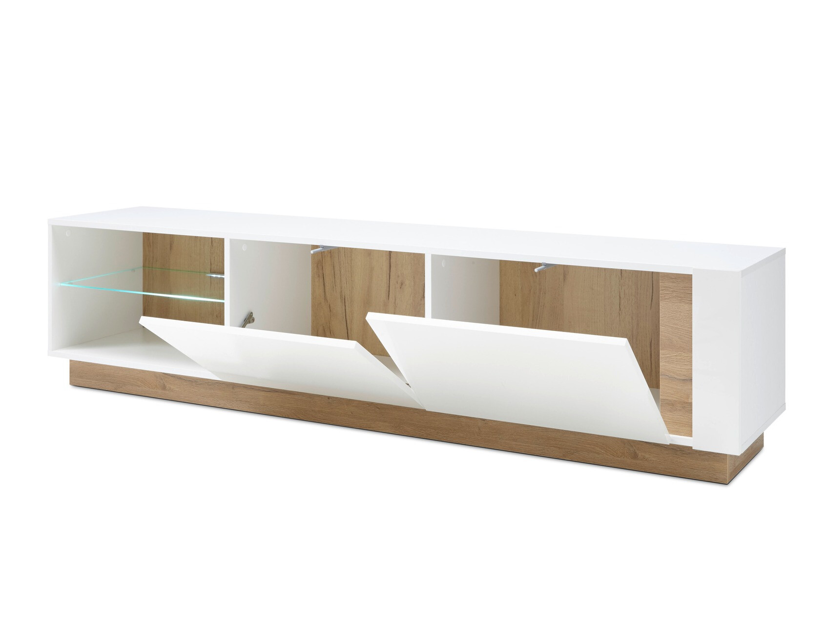 Woonkamerset Veropho 113 (Glanzend wit + Kleinzoon eik)